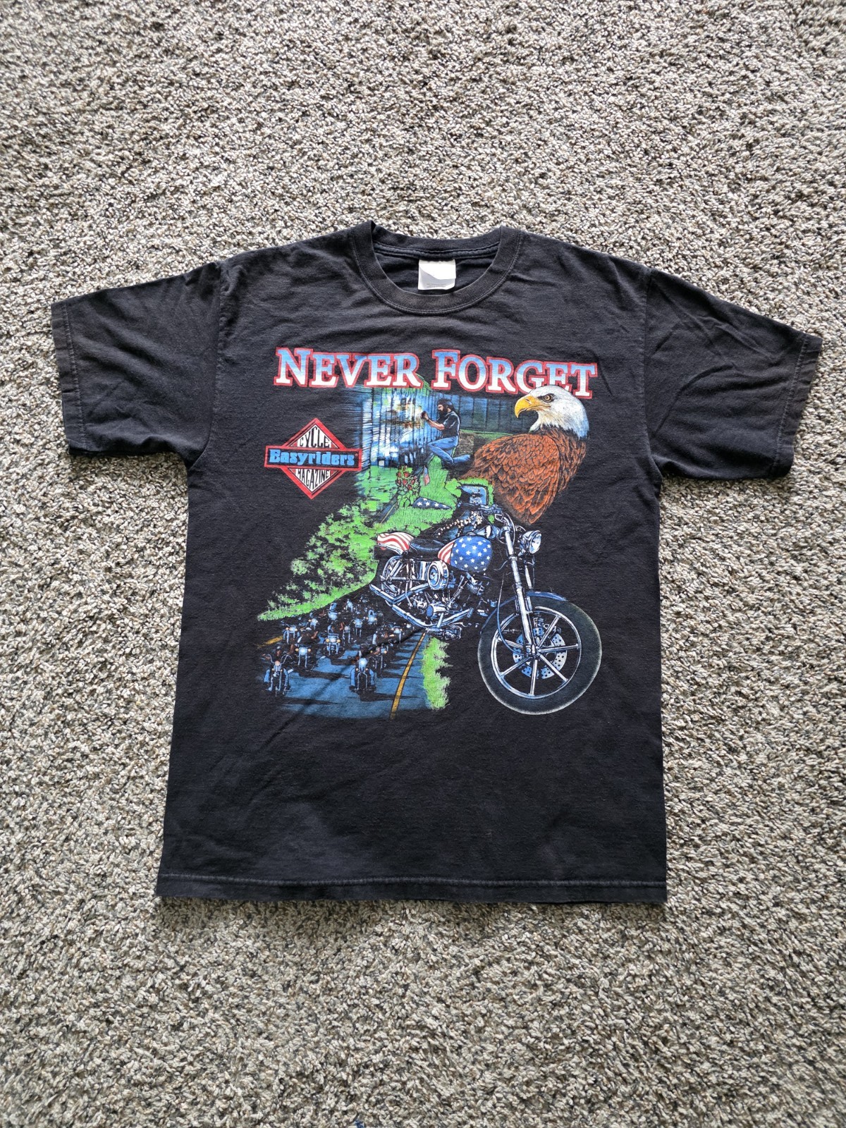 Vintage 90s EasyRiders Never Forget Motorcyle Biker Eagle Longsleeve M Oklahoma