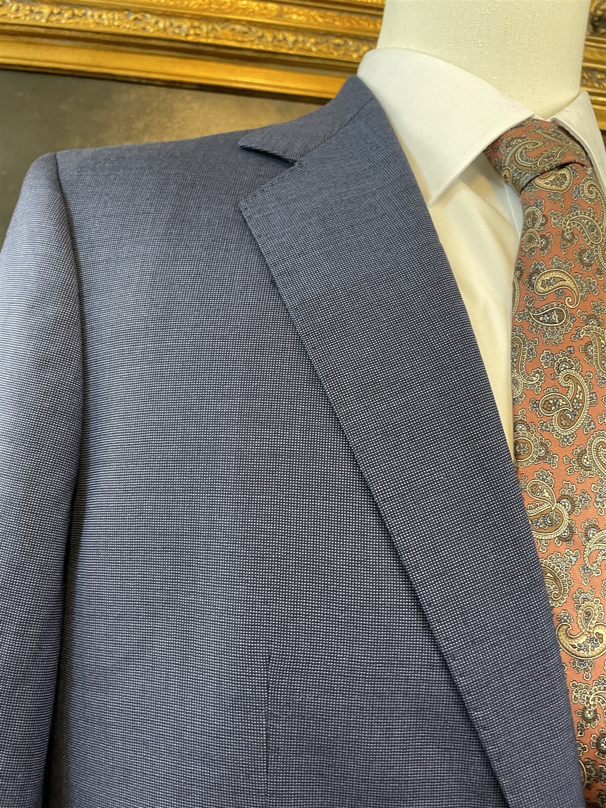 Culwell & Son BESPOKE 42R Blue Nailhead Superfine Wool 2Btn Blazer Jacket