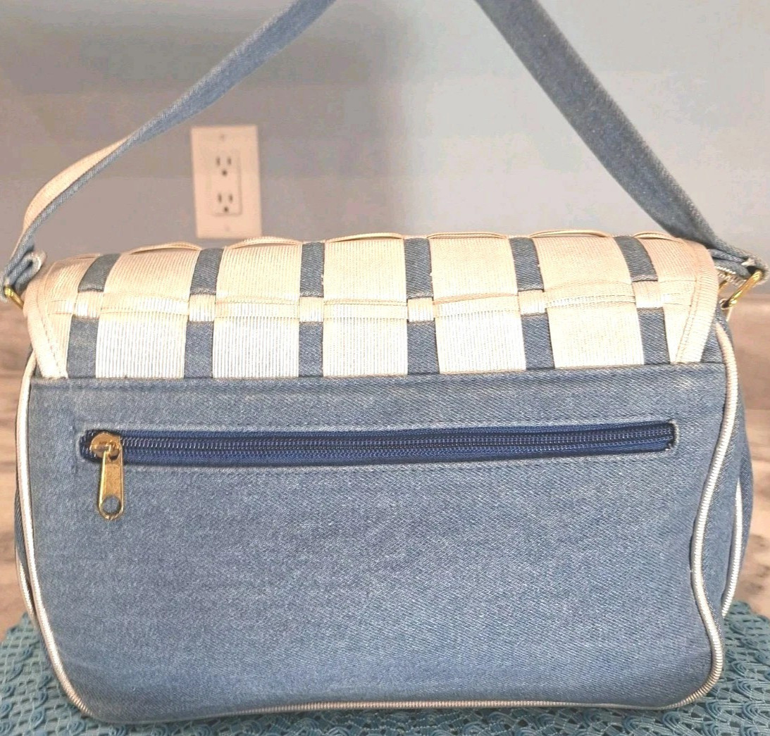 TangoBag Denim/Canvas Silver Organizer Multi Pocket Crossbody Handbag