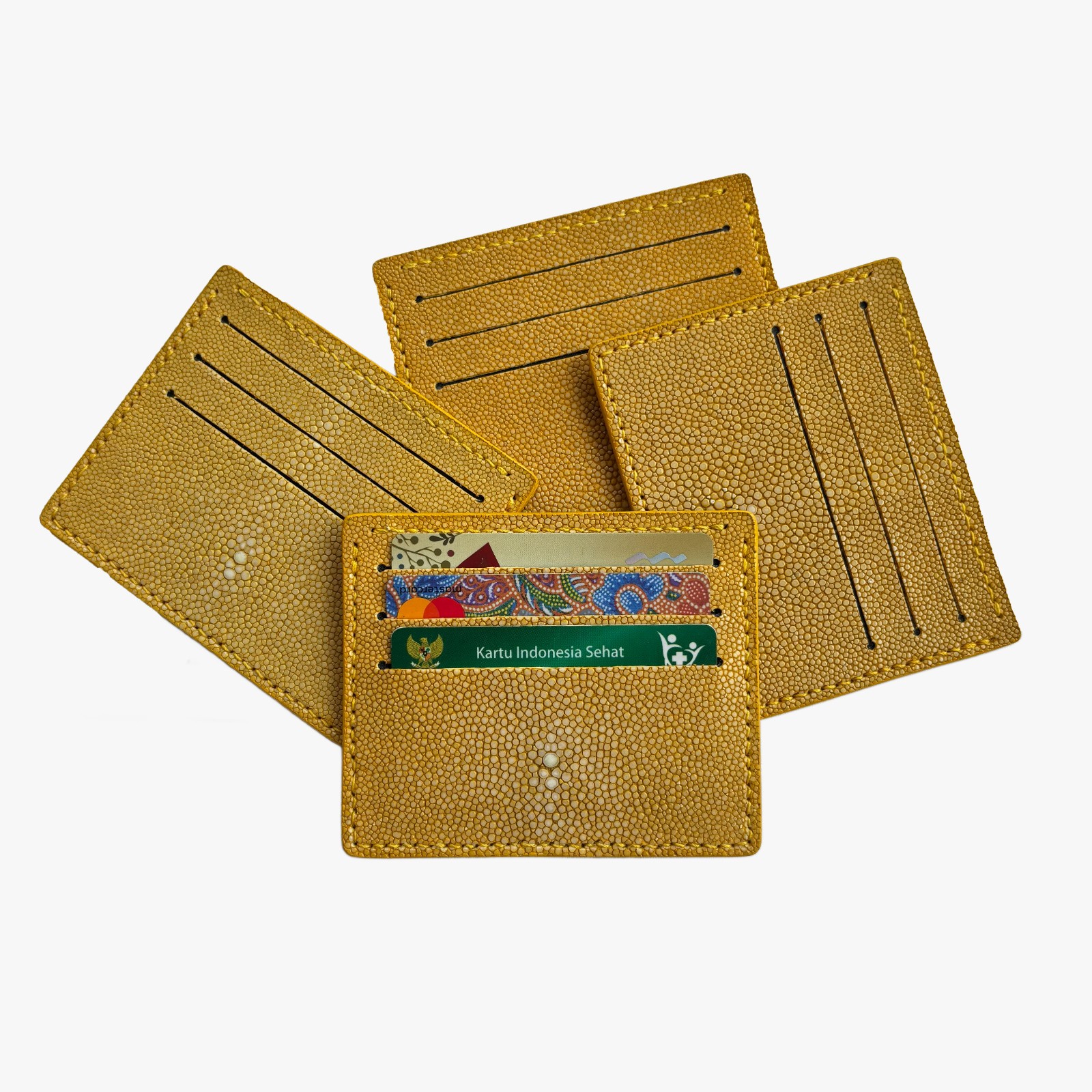New Real Genuine Leather Minimalis Card Wallet Slim Yellow Multi Card Holder