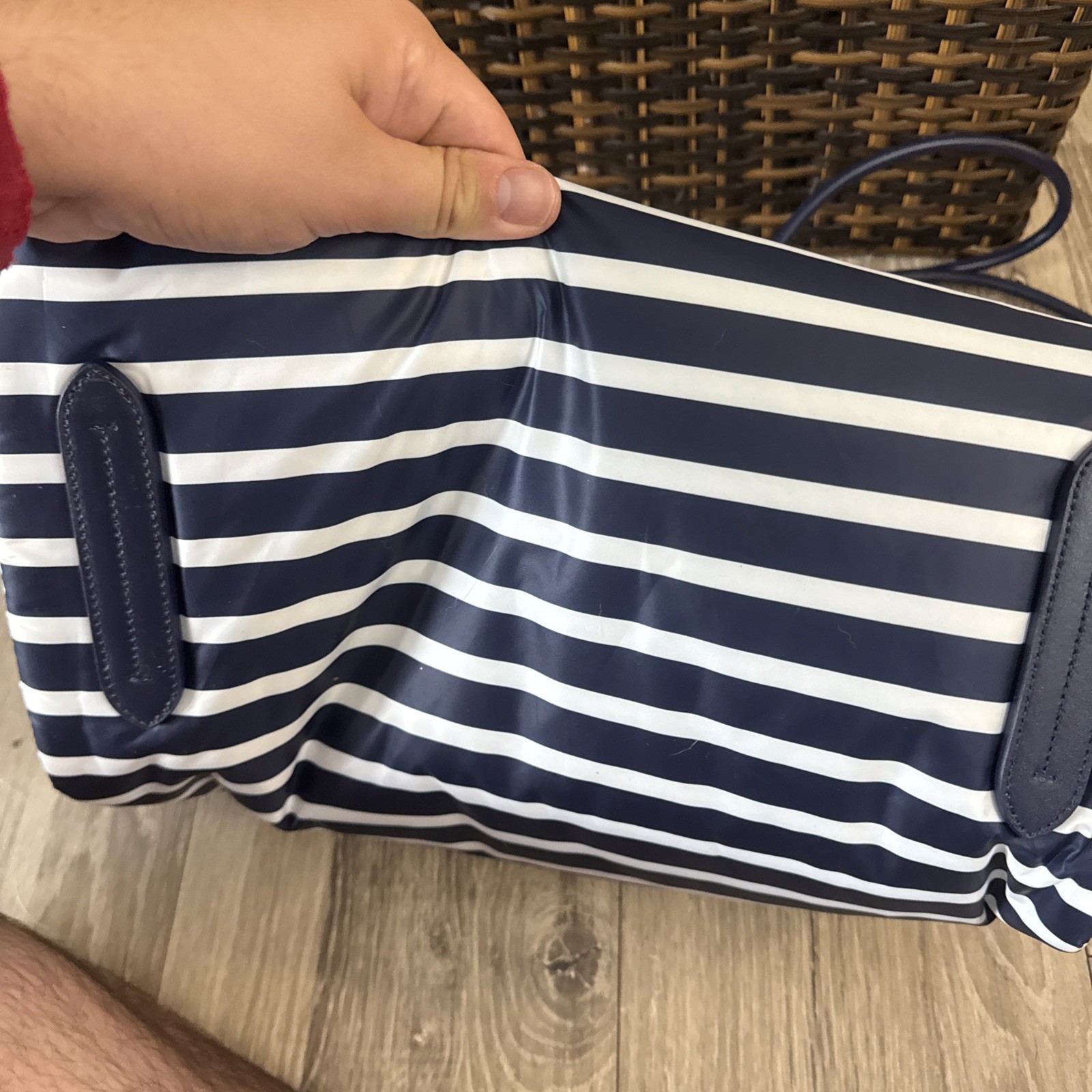 NWT Kate Spade EVERYTHING PUFFY STRIPE Large Tote Navy Stripe