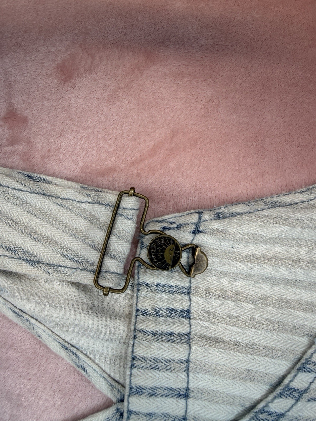 NWOT Faherty Skirt Overall M Topsail Skirtall Indigo Railroad Hickory Stripe Bib