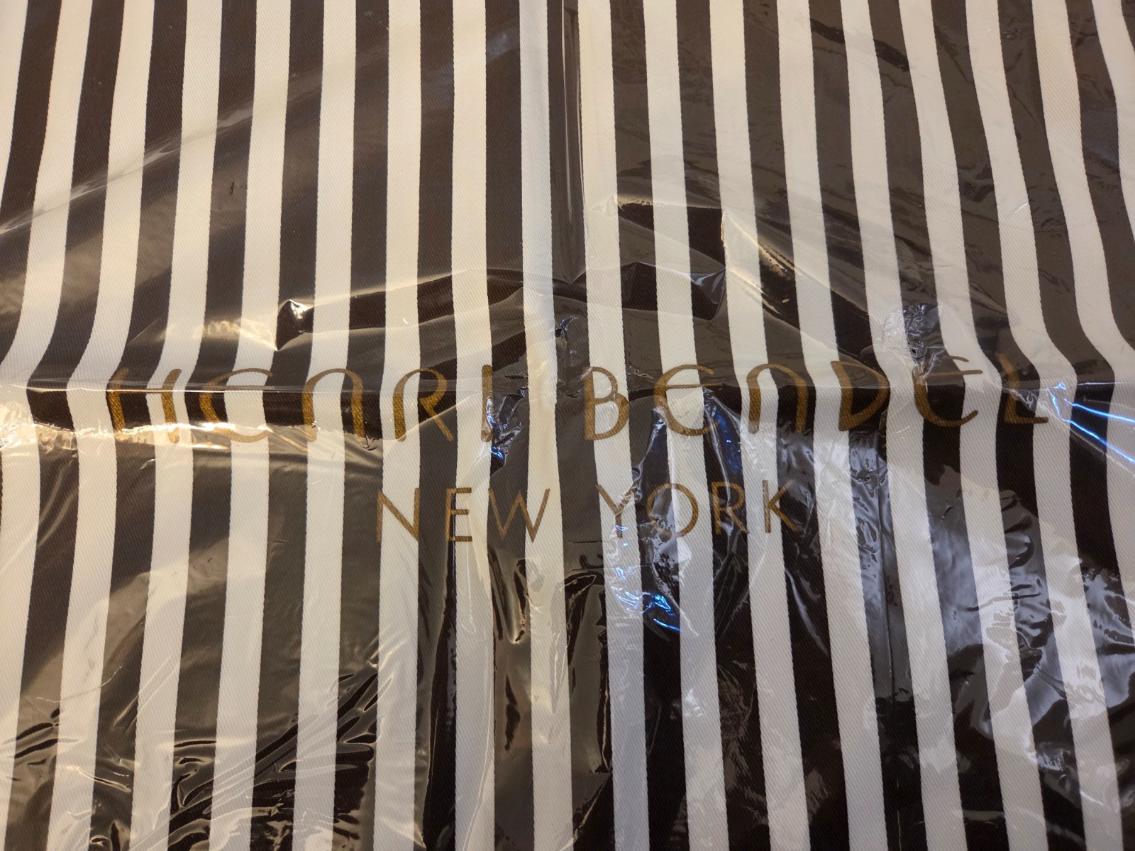 NEW Henri Bendel Dust Bag Brown White Stripe 15×16 Drawstring