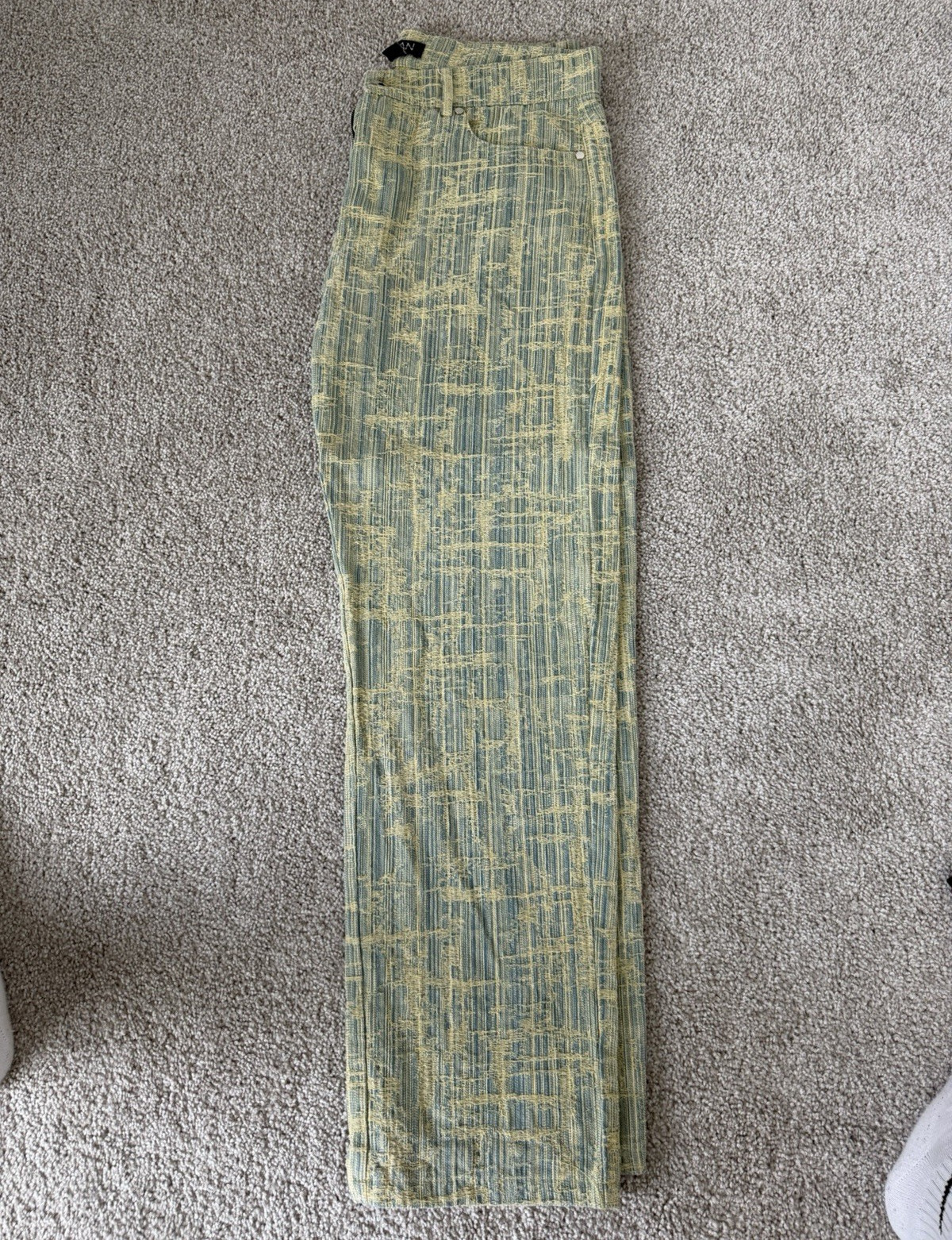 Mens BoohooMan Green/Beige Twill Pants Regular Size 34