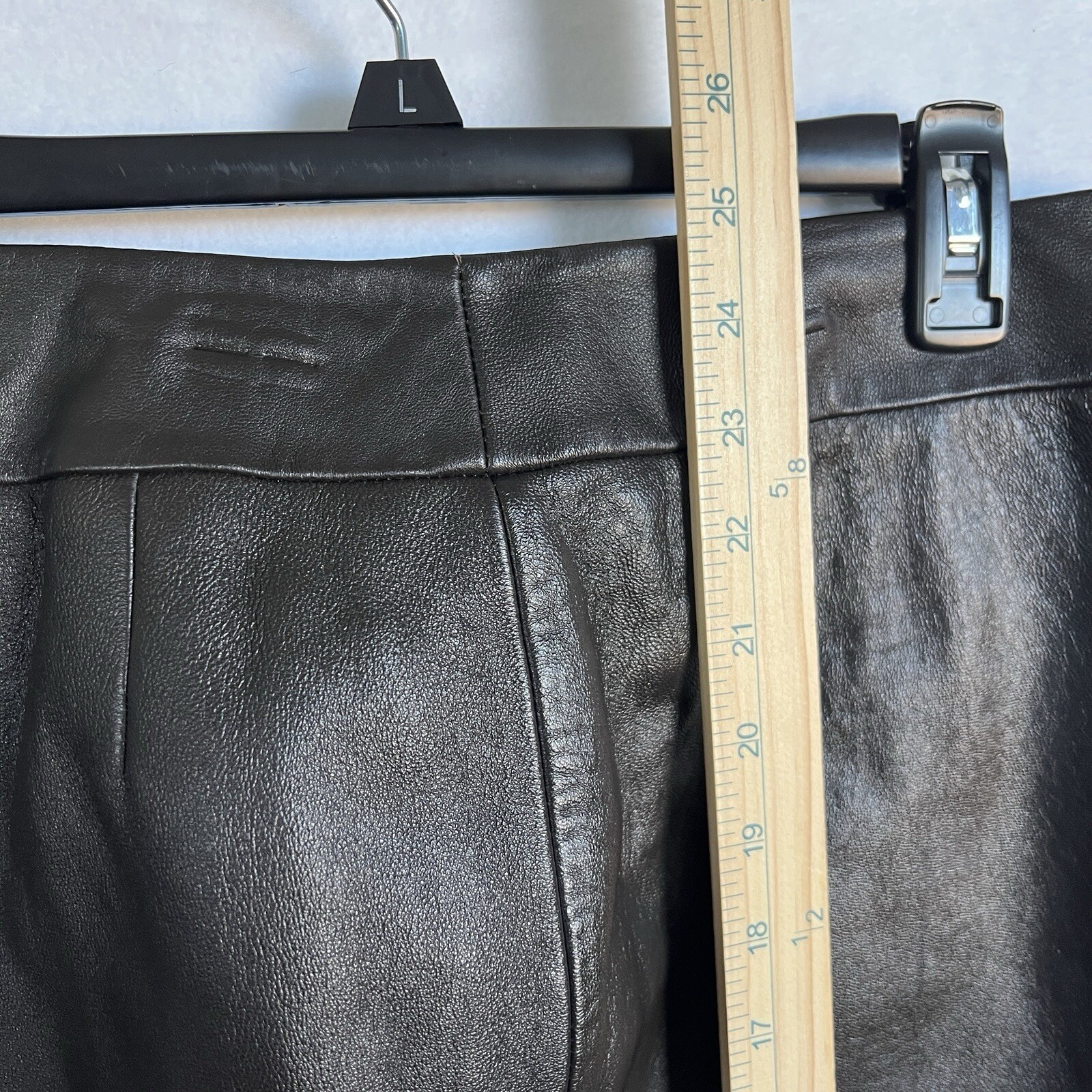 Y2K Kasper Leather Skirt Womens 10 Brown Knee Length Pencil Straight Earthy Edgy