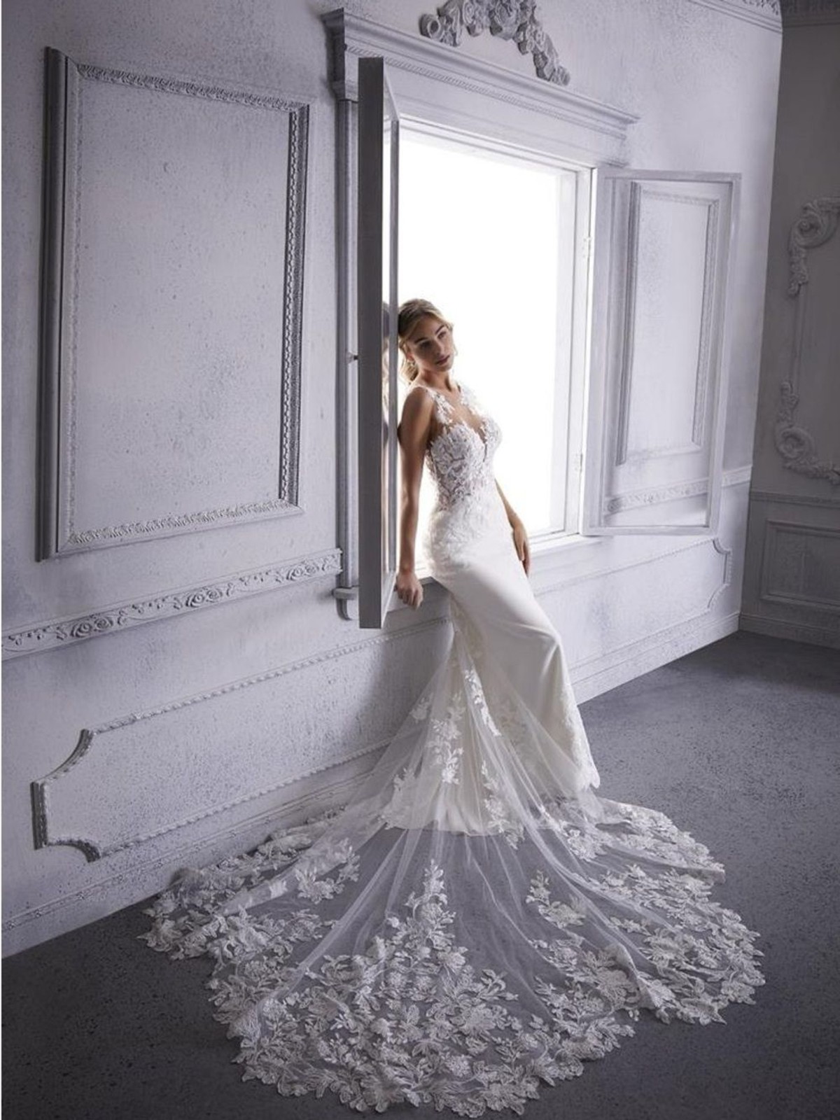 Mori Lee Ivory Sheer Lace Mermaid Wedding Dress 2389 Size 10
