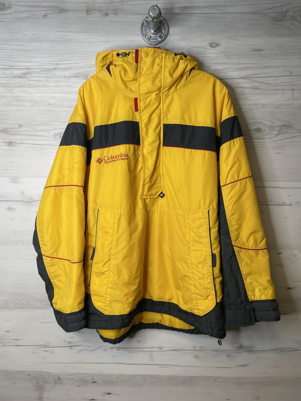 Vintage Columbia Jacket Mens Medium Hooded Pullover Outdoors Nylon 90s