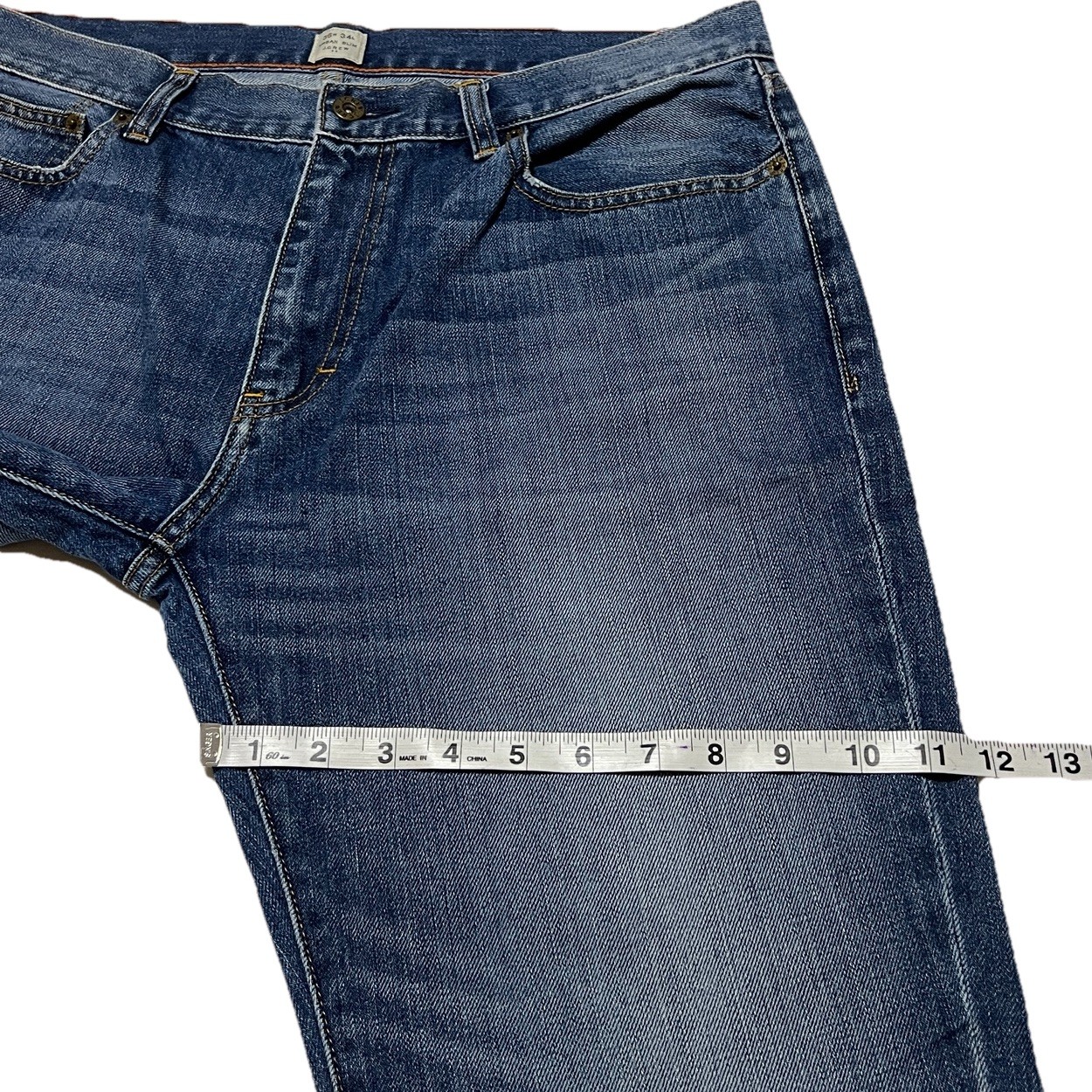 J Crew Mens Size 36×33.5 Distressed Urban Slim Straight Denim Cotton Blue Jeans