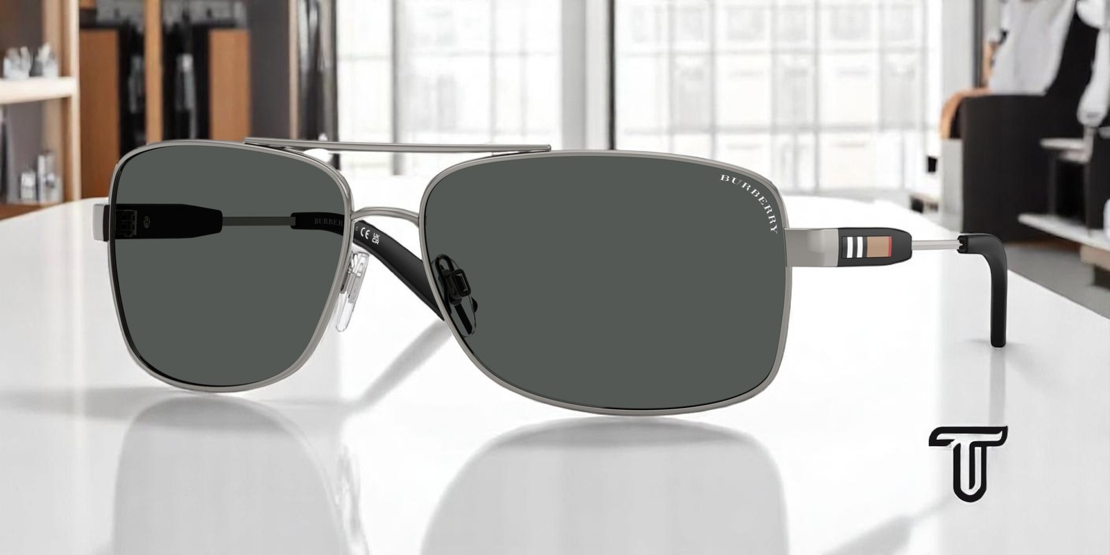 BURBERRY BE3074 100387 Gunmetal Gray 63 mm Men’s Sunglasses