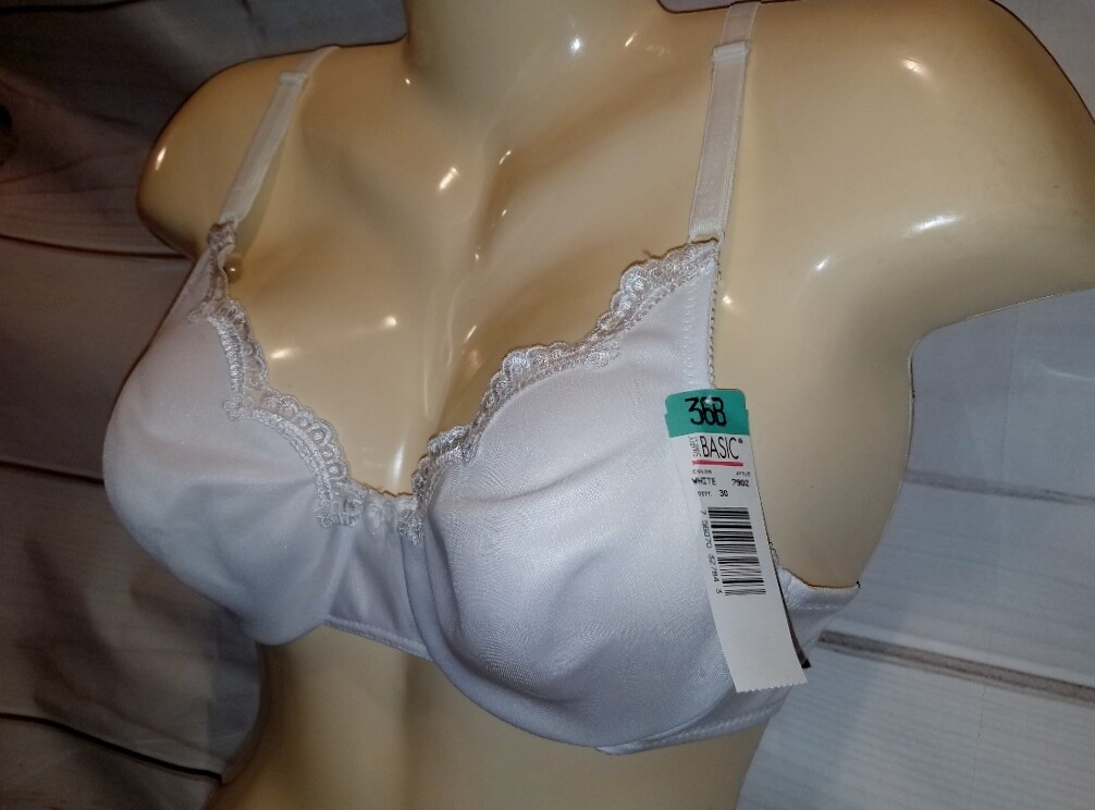 VTG NWT 90s Simply Basic 36B 7903 White Lace Trim underwire unlined Stretch