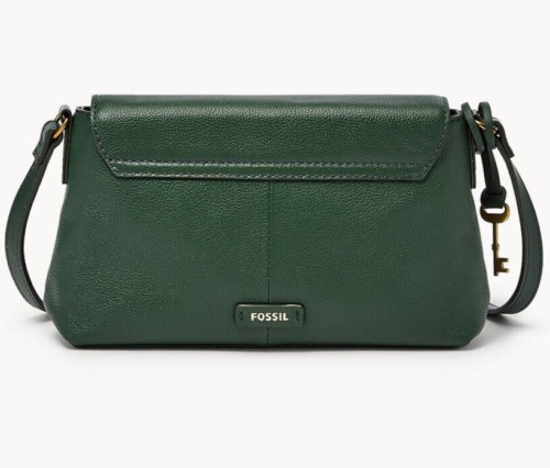 Fossil Gabriella Dark Green Leather Flap Crossbody Bag SHB3038298 NWT $200 F