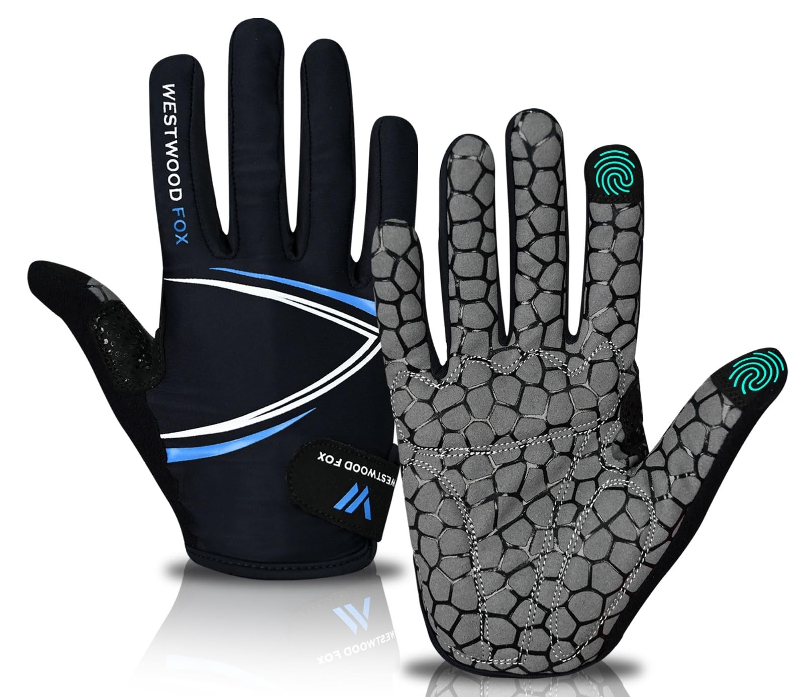 Full Finger Cycling Gloves, Padded, Anti-Slip Touchscreen, Shock Absorbing Mo…