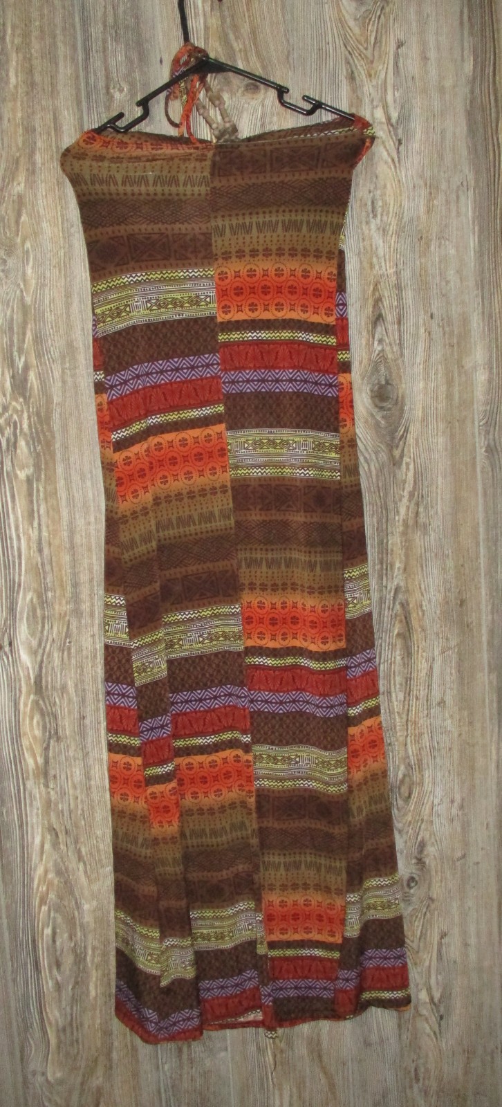 Ur Va Na Aztec Print Beaded Halter Maxi Dress Womens Sz Small Boho Festival