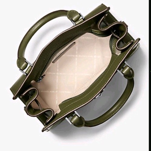 NWT Michael Kors Hamilton Small Satchel Bag Olive Green Snake Embossed Patch NWT