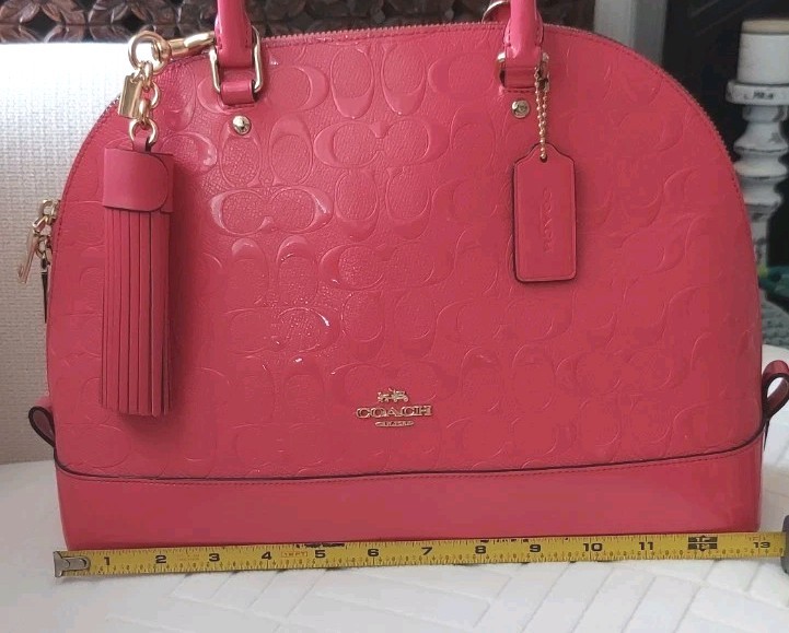 Coach Large Sierra Satchel Embossed Patent Leather in Hot Pink