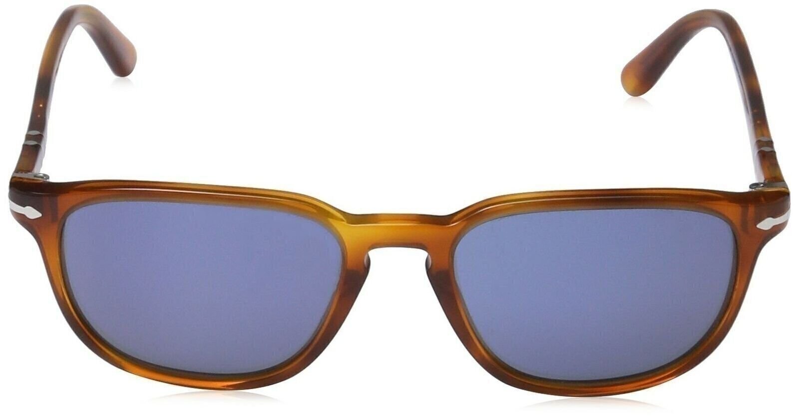 Persol Men’s 0PO3019S 96/56 55 Square Sunglasses,Light Havana Frame/Blue Lenses