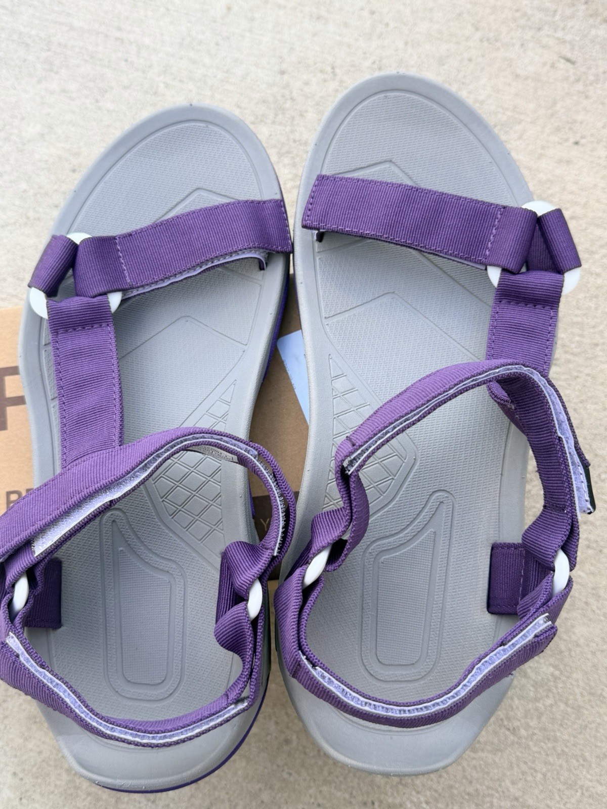 OutPro Women Strappy Outdoor Sandals Hook & Loop Adjustable Straps Purple Gray