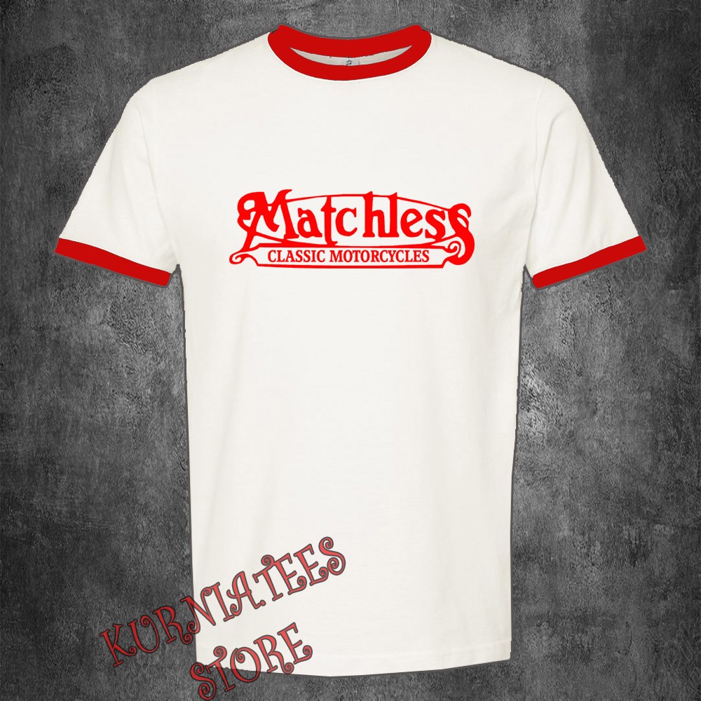 Matchless British Classic Motorcycle Men’s Ringer Red Size S to 3XL