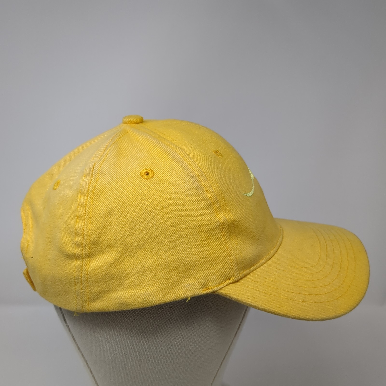 Kangaroo Strapback Baseball Cap Yellow One Size Adjustable Vented Holes 6 Panel
