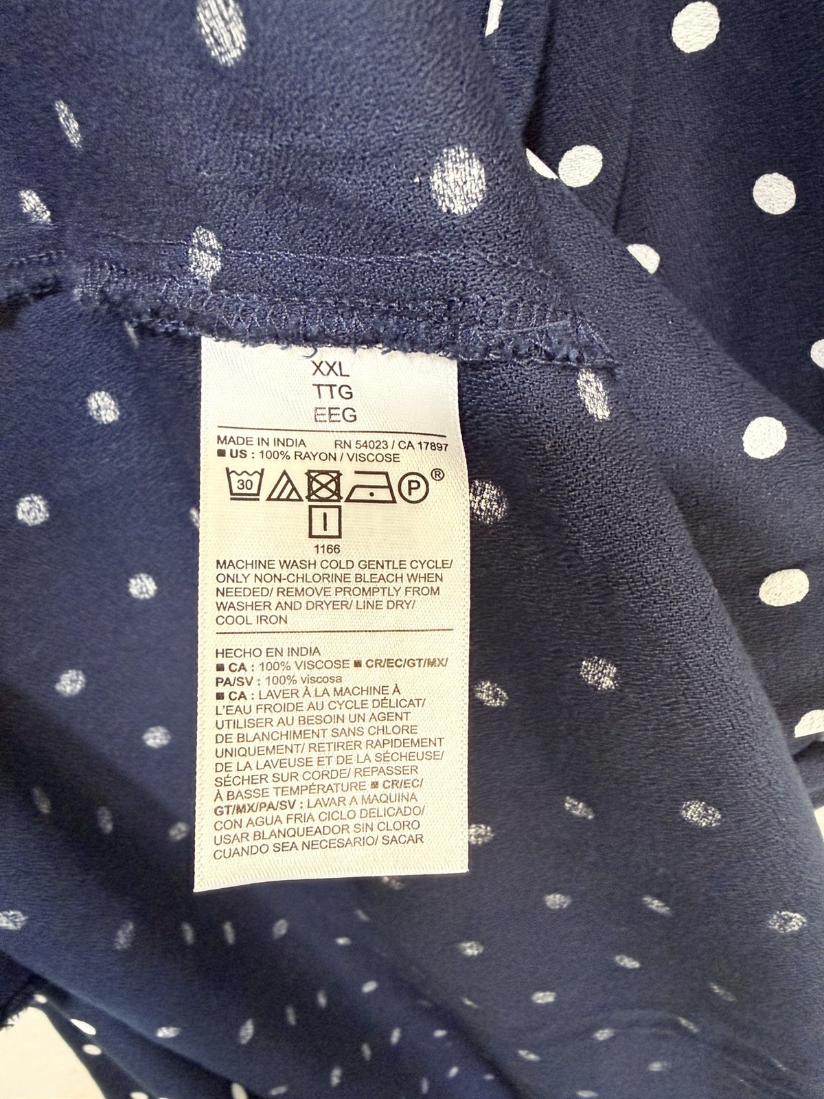 OLD NAVY Blue White Polka Dot Short Sleeve Empire Waist Dress Plus 2XL