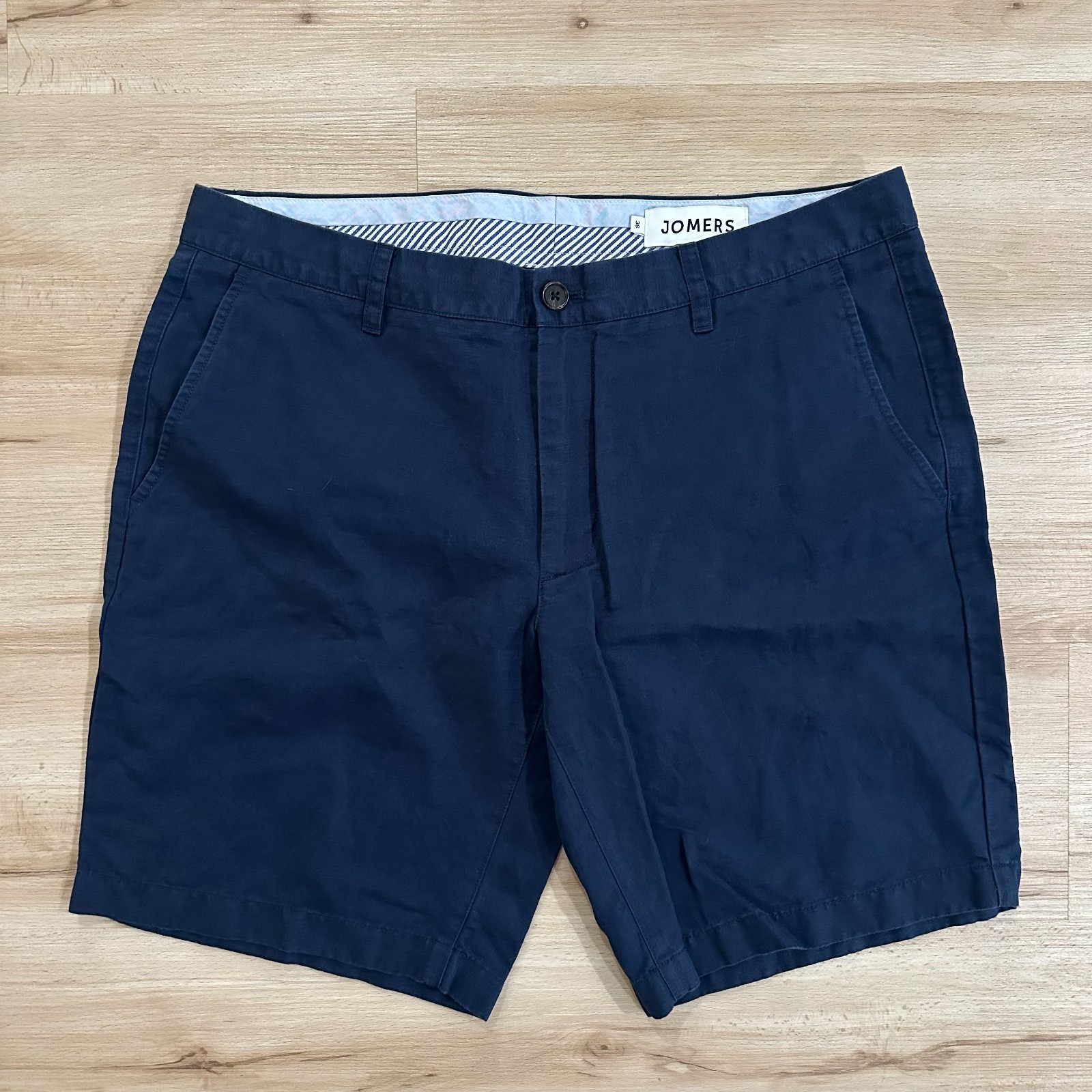 Jomers Van Wyck 10″ Navy Baird McNutt Linen Shorts, size 36, Navy