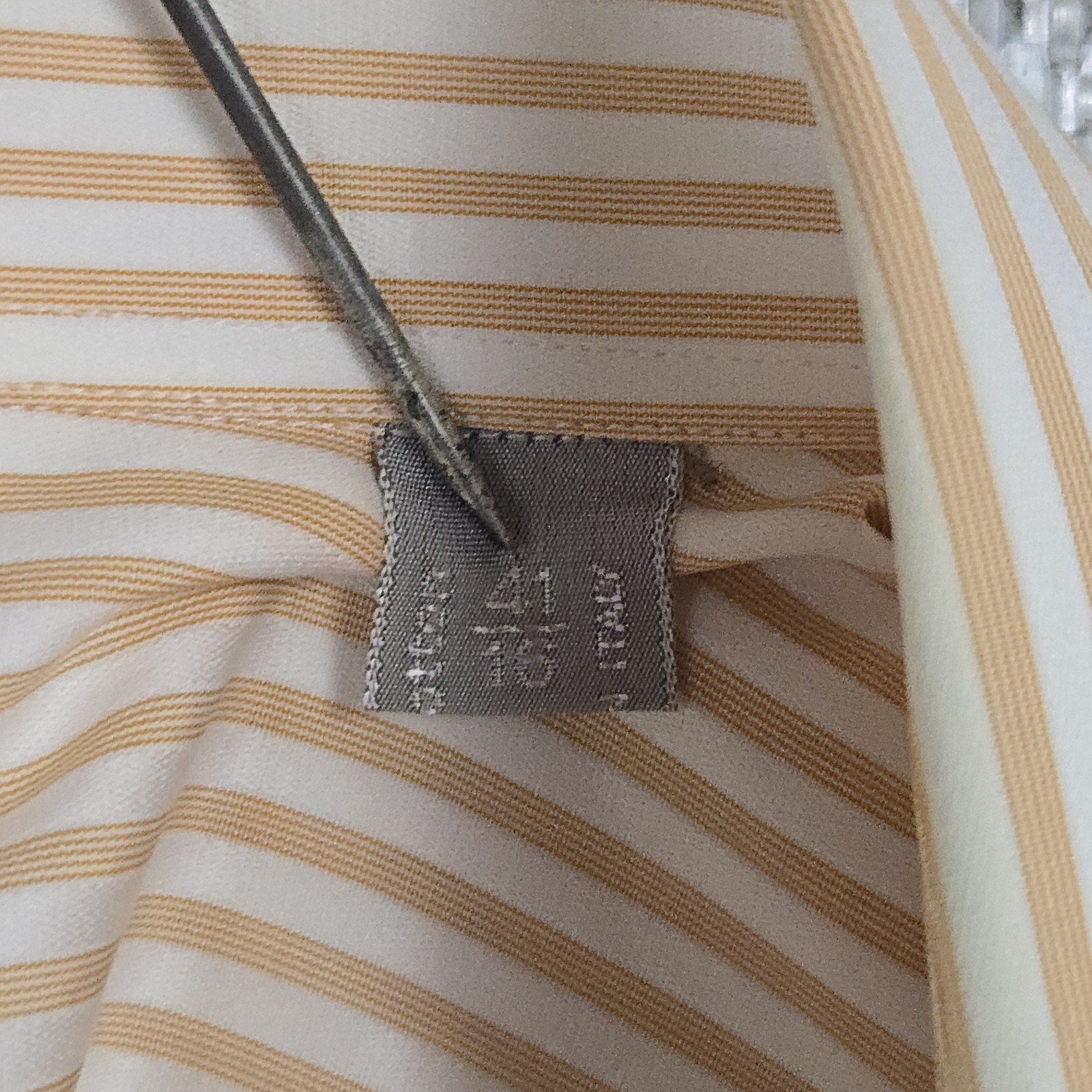STEFANO RICCI Mens Size Large Made in Italy Shirt Orange Vertical Stripe Cotton