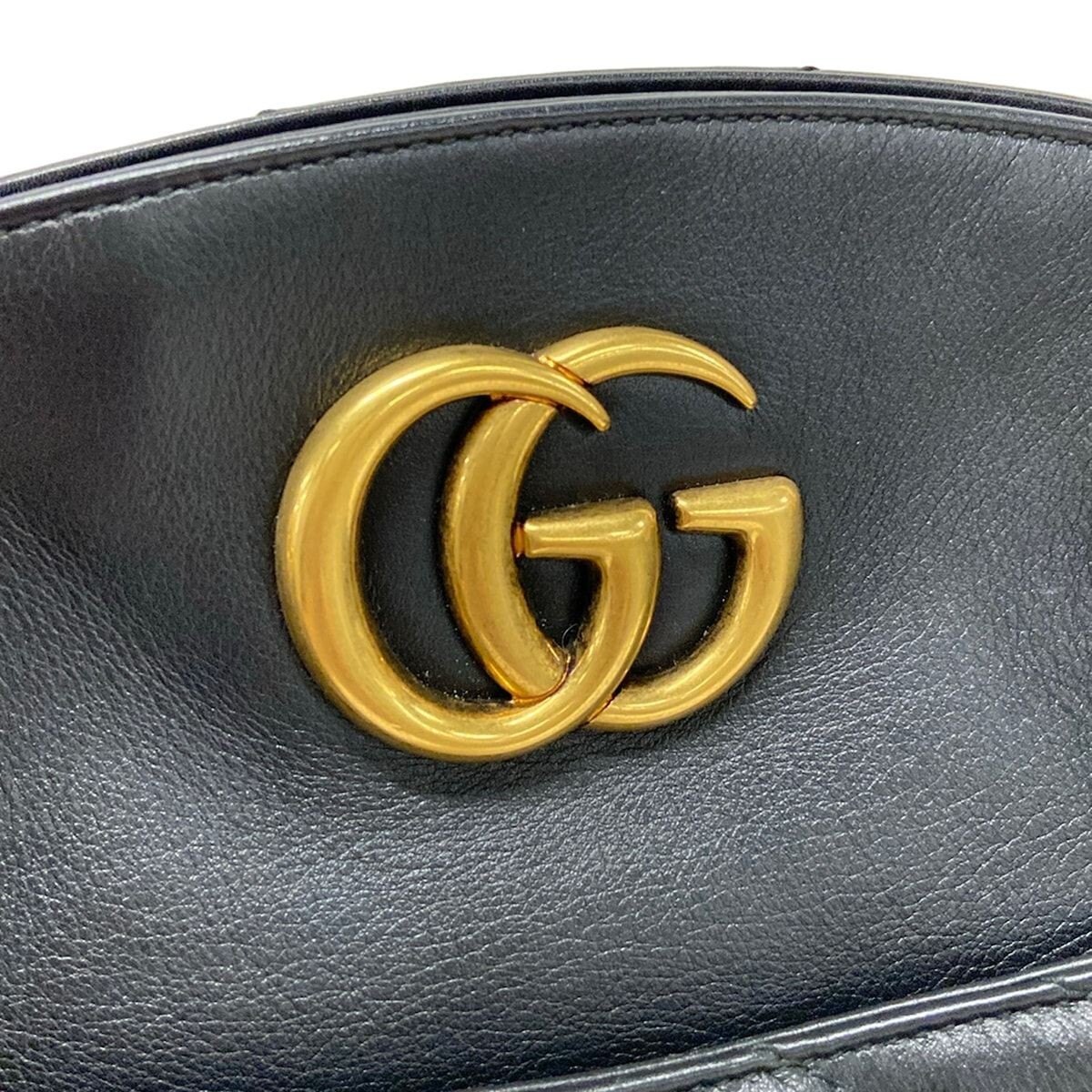 GUCCI GG Marmont 443501 Black Leather Chain Shoulder Bag Dust Bag Auth