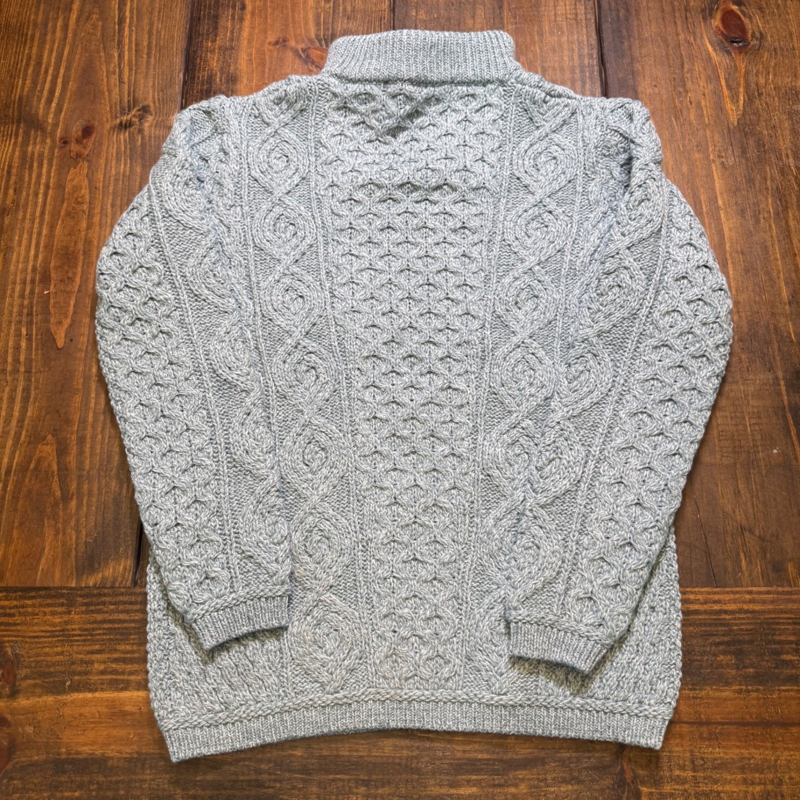 Aran Crafts Headford Half Zip Sweater Mermaid Blue 100% Merino Wool Ireland M
