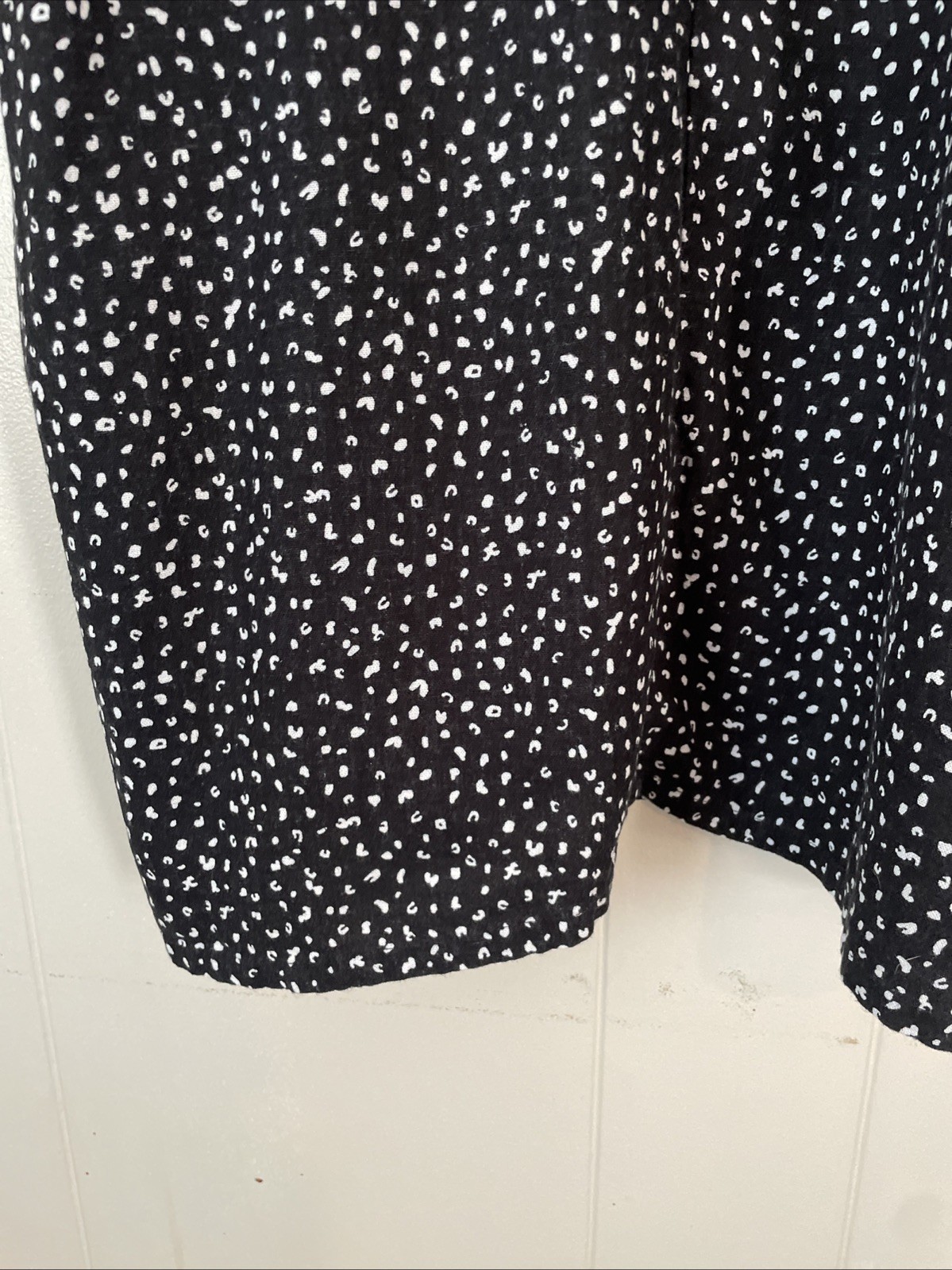Old Navy Linen Dress Spaghetti Staps XXL Black Dot Pattern Knee Length