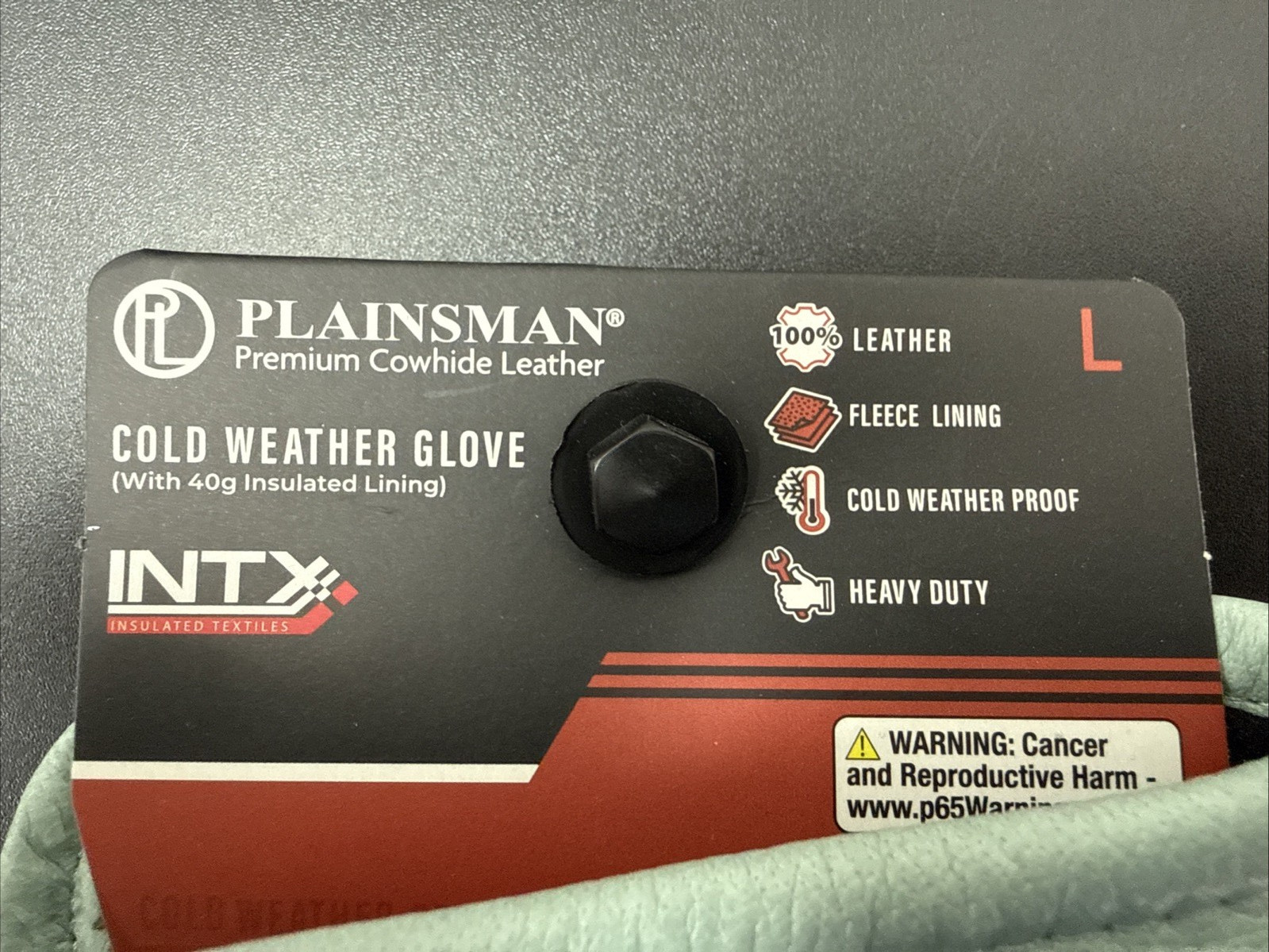 Plainsman 100% Cowhide Leather Cold Weather Gloves Insulated Large NWT