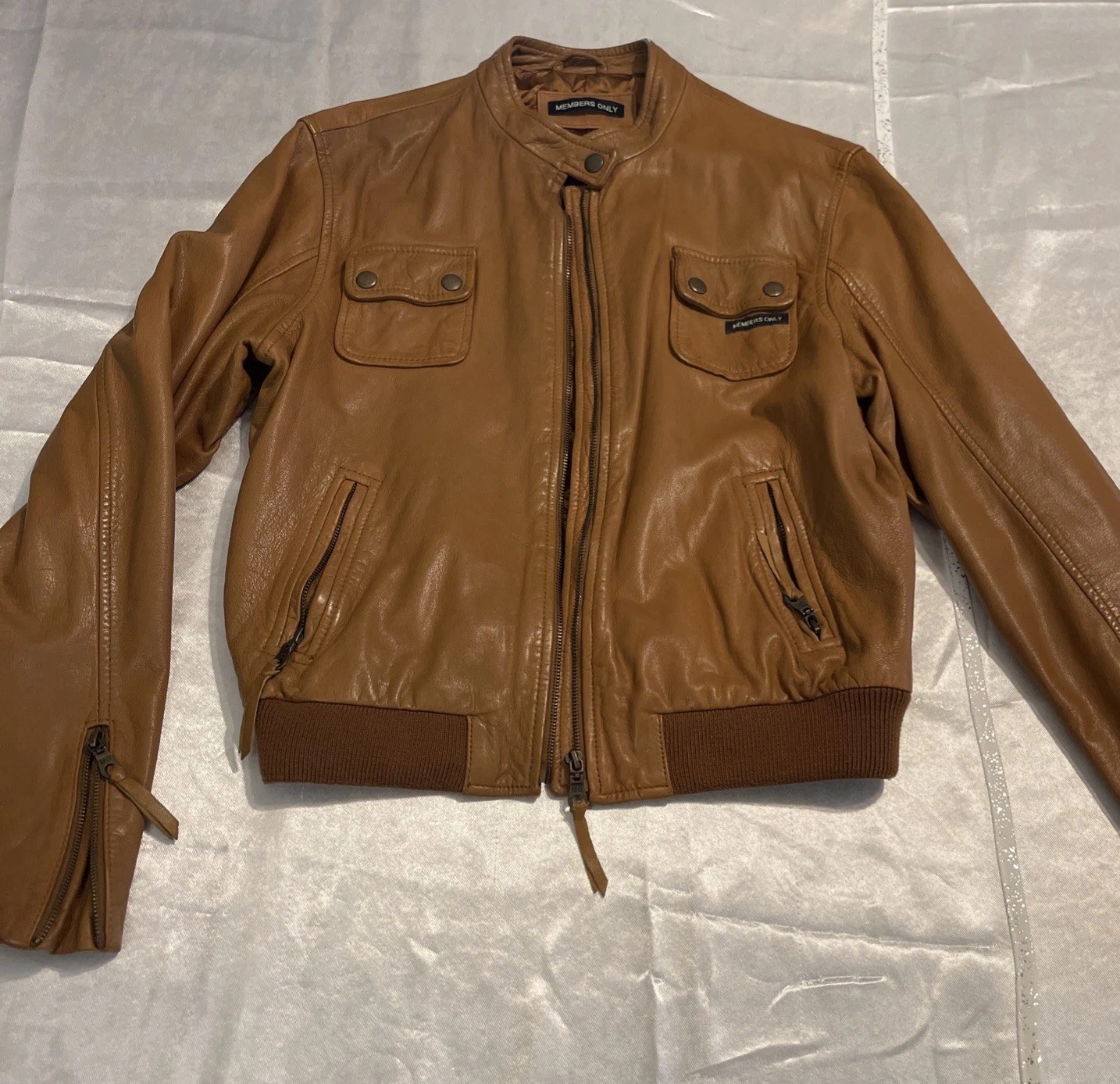 Vintage NWT Toffee 100% Leather Aviator Jacket Size L