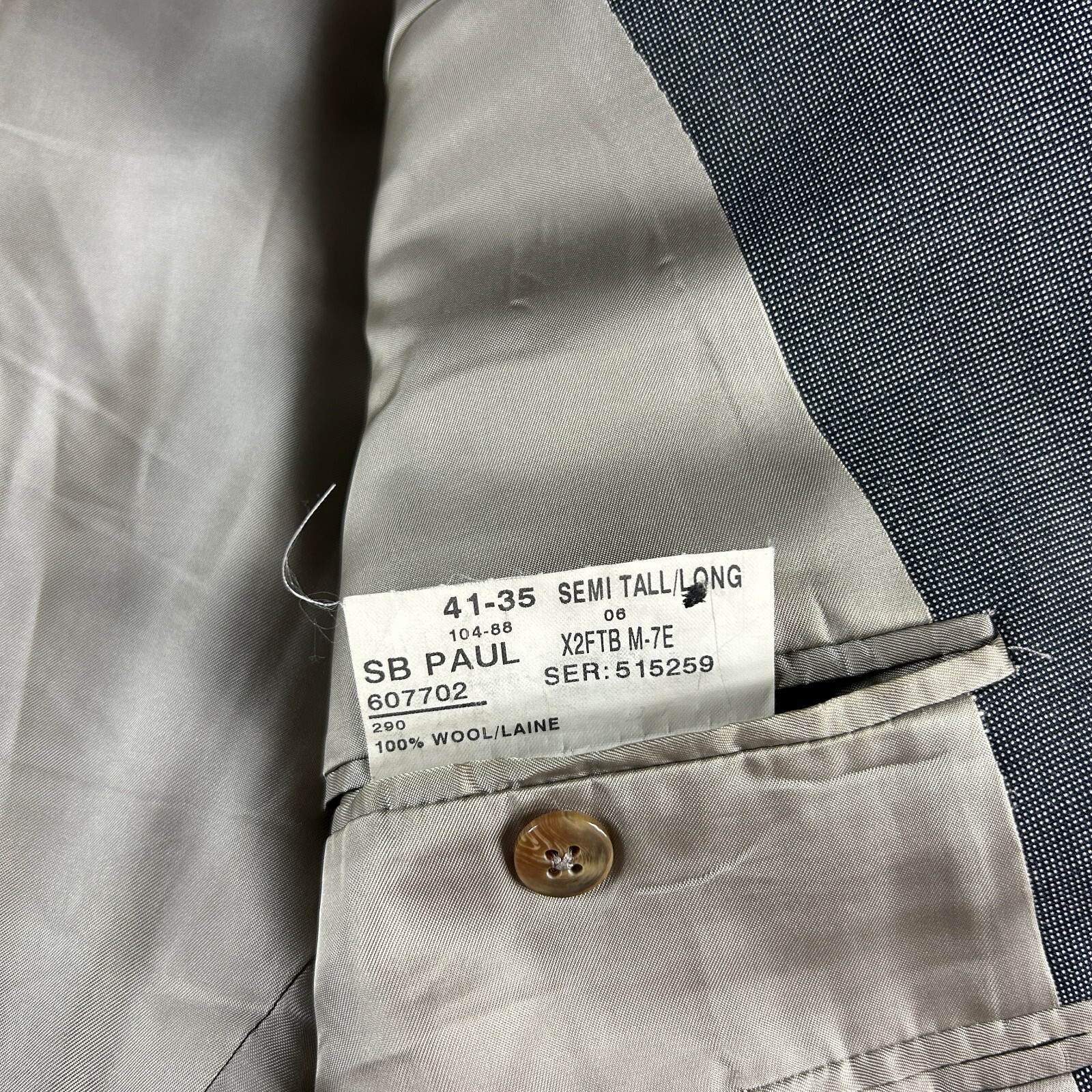 Paul Stuart Men’s Hacking Jacket Sport Coat Blazer Gray Nailhead Size 41R *Read*