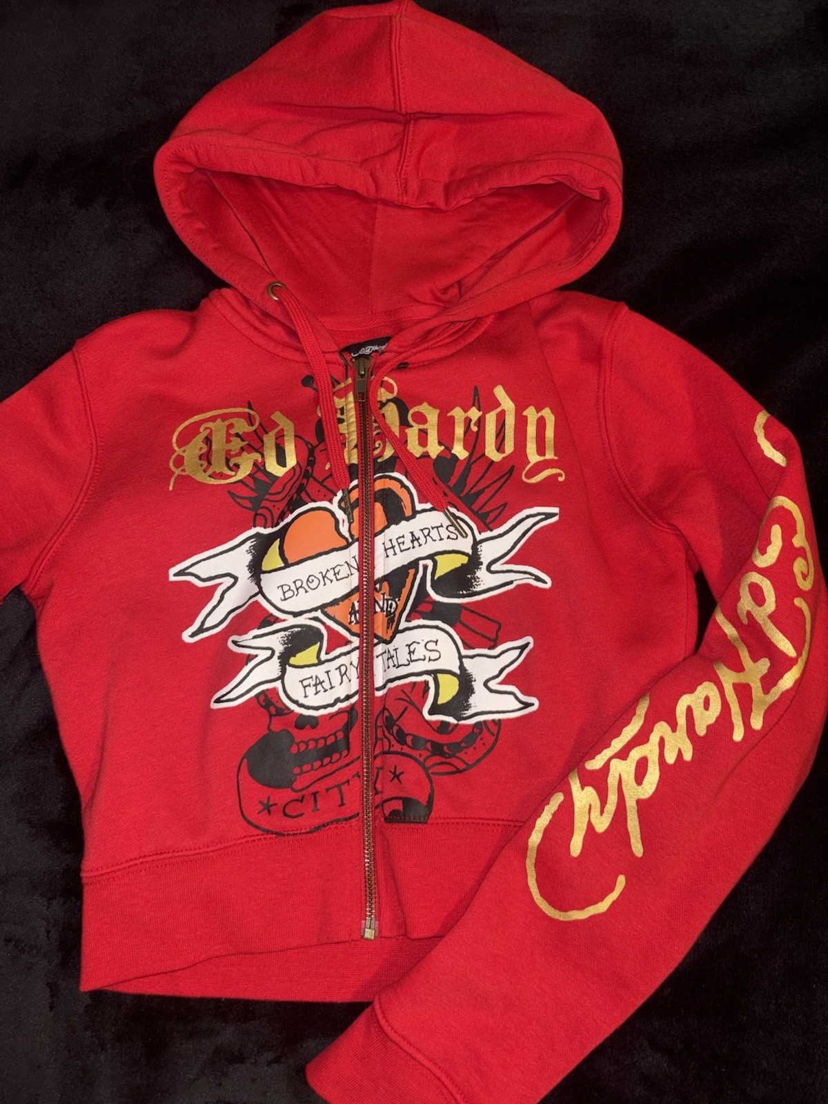 Ed Hardy hoodie, jacket. Women’s S, Red Graphic Hoodie.