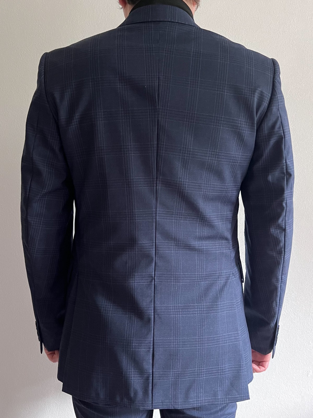 Hackett London x Loro Piana Mayfair Check 2 Piece Suit Navy Slim-Fit Size 38L, S