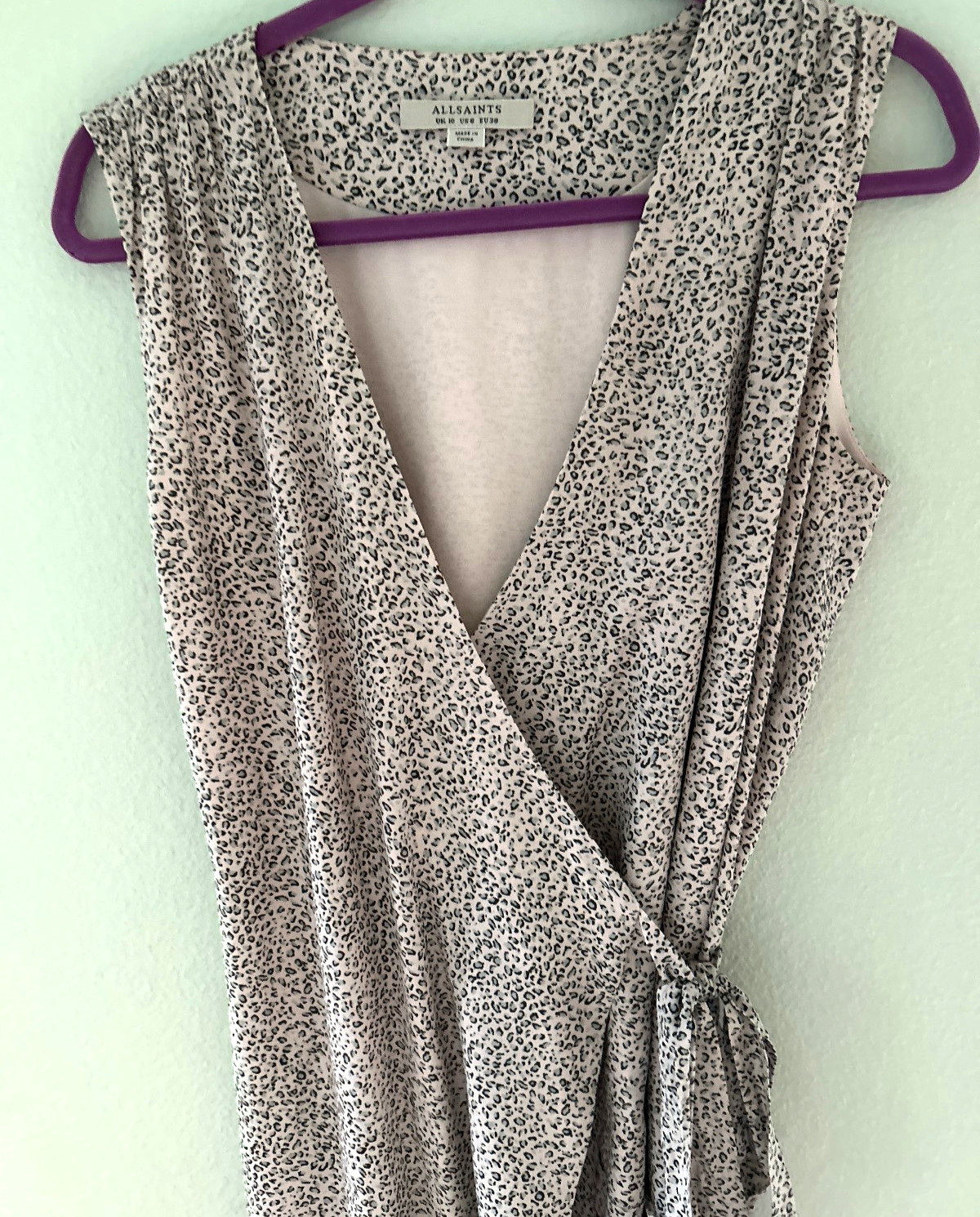 AllSaints ~ Rene Leopard Print Wrap Dress ~ 6 ~ Silk