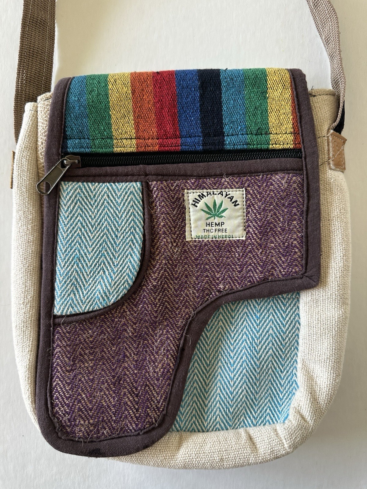 ThreadHeads Himalayan Hemp Asymmetrical Shoulder Bag Multicolored