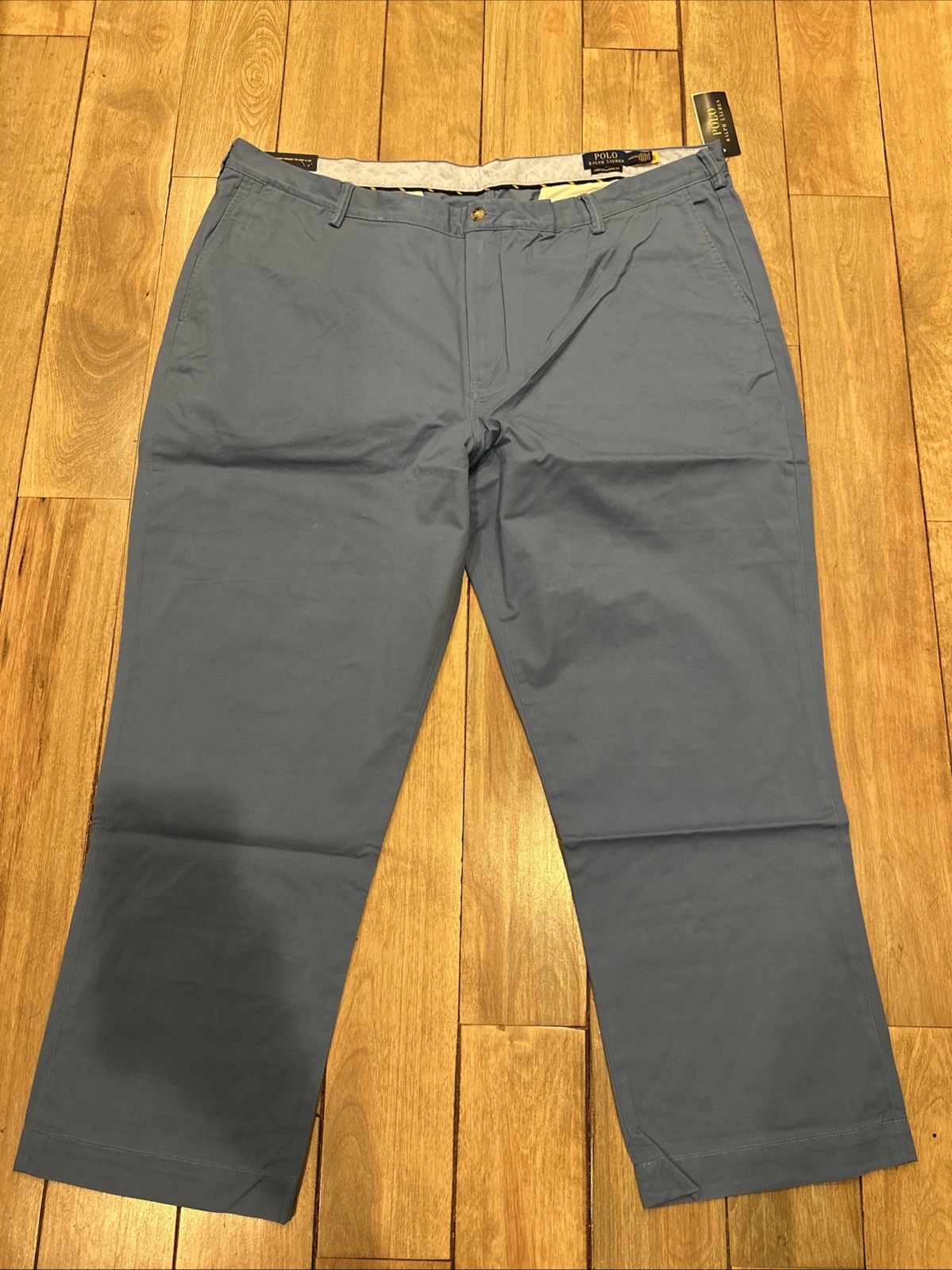 Polo Ralph Lauren Mens Stretch Classic Fit Pants 46Bx30 Blue Chino Cotton Twill