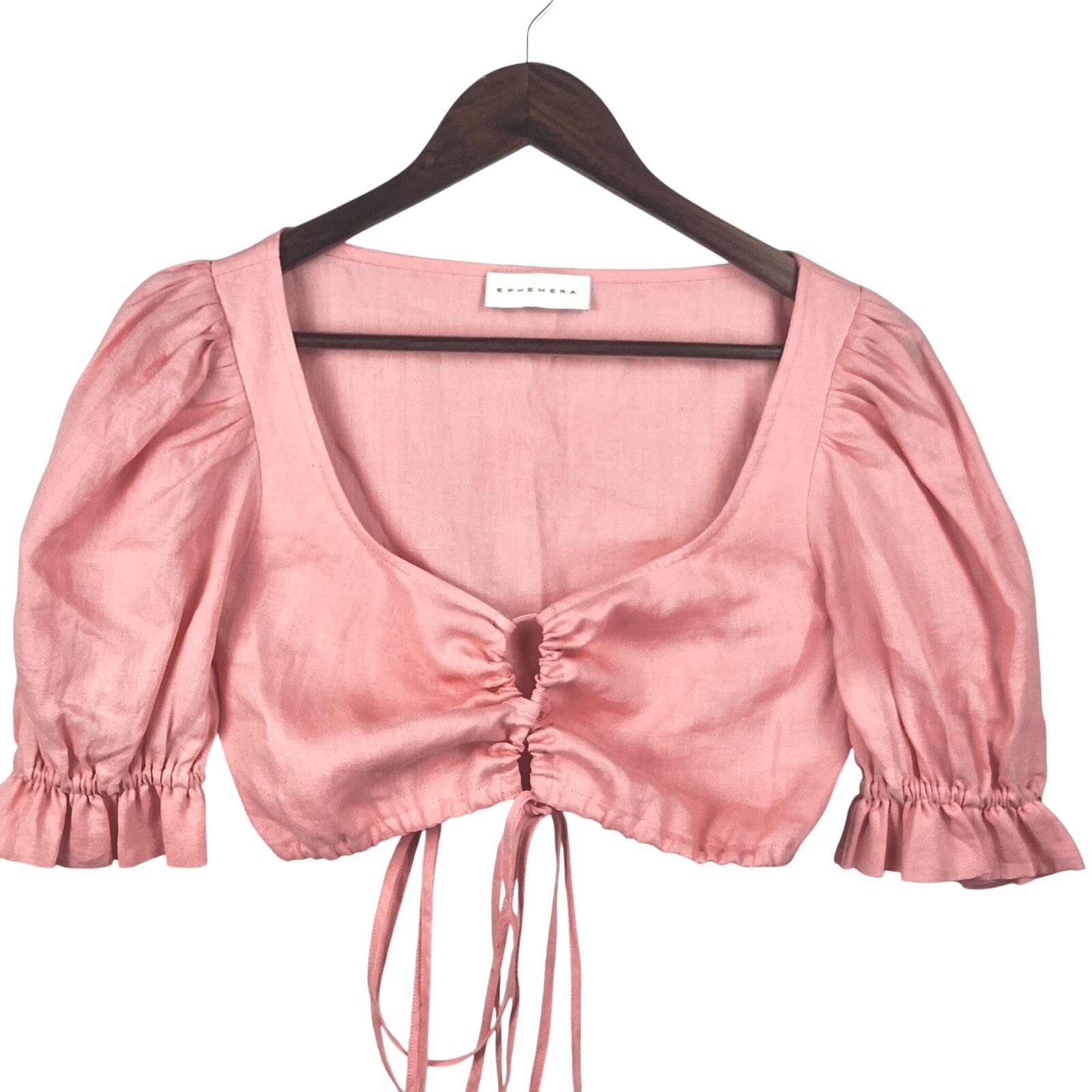 Ephemera Olympia Geranium Crop Blouse 100% Linen Women’s SZ 4