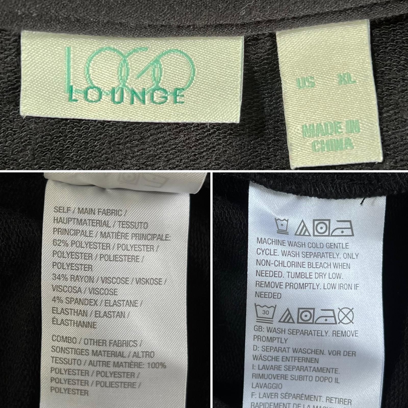 LOGO Lounge Tunic Sweater Womens XL Black Sheer Hem Layered 3/4 Sleeve Pockets