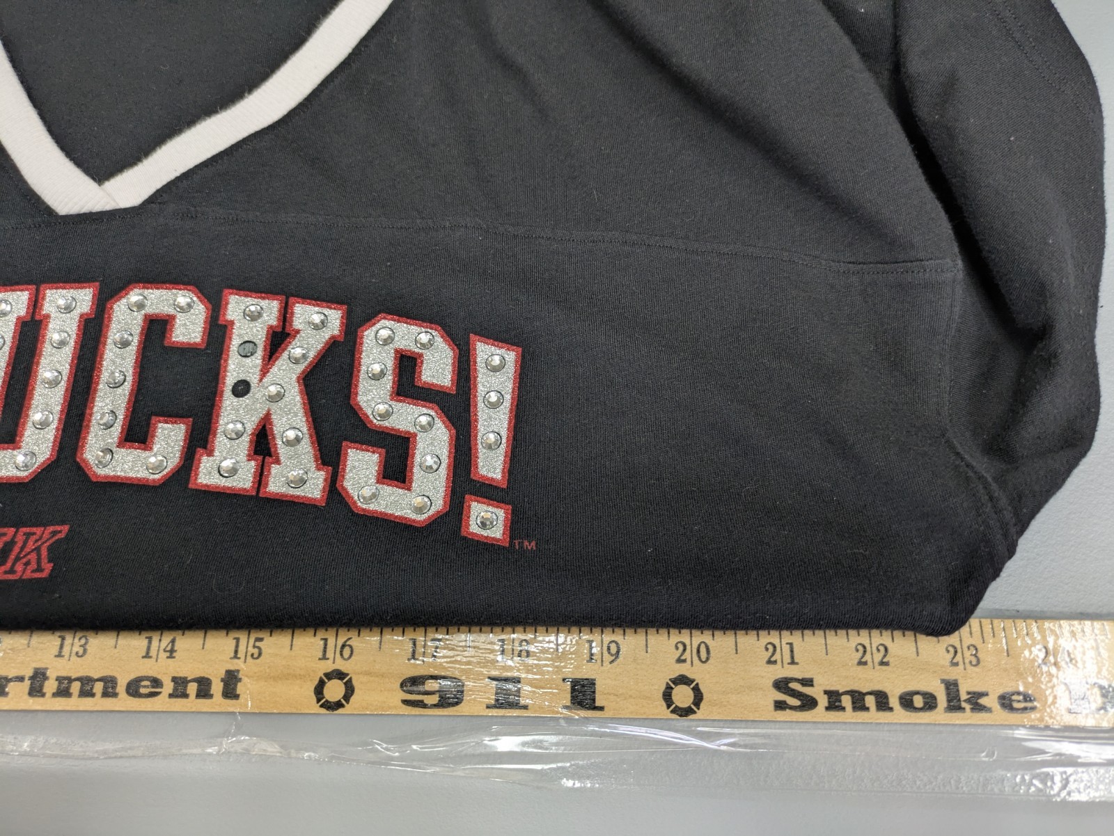 Pink VS Collegiate Tee Womens Large Go Bucks OSU Bling Rhinestones READ