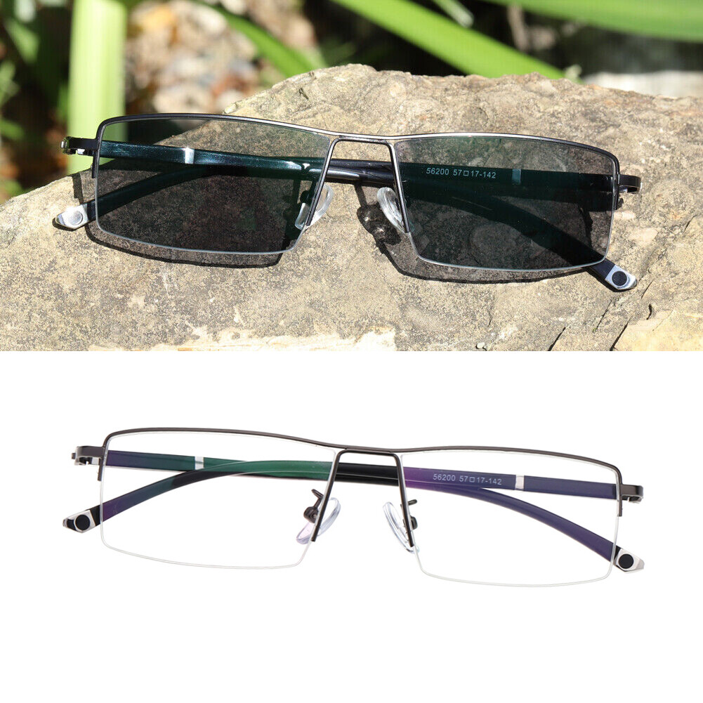 Men’s Half Rimless Transition Photochromic Reading Glasses Reader +0.00~+4.00
