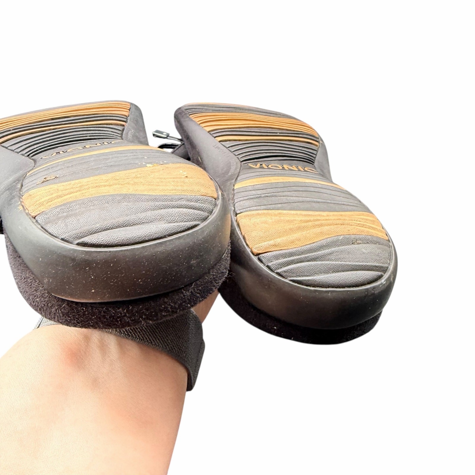 Vionic Bella II Black Patent Bow Thong Sandals Womens Size 10
