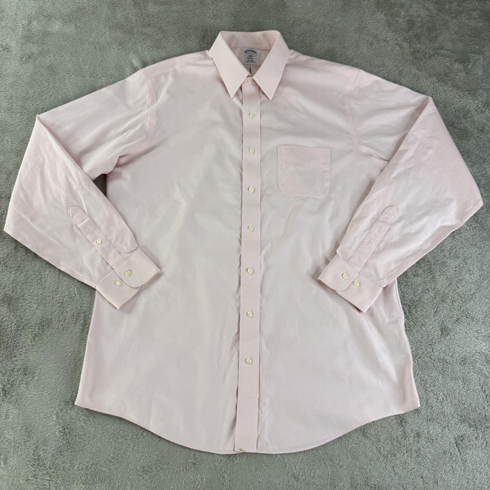 Brooks Brothers Shirt Mens 16.5 34/35 Pink 1818 Regent Non Iron Cotton