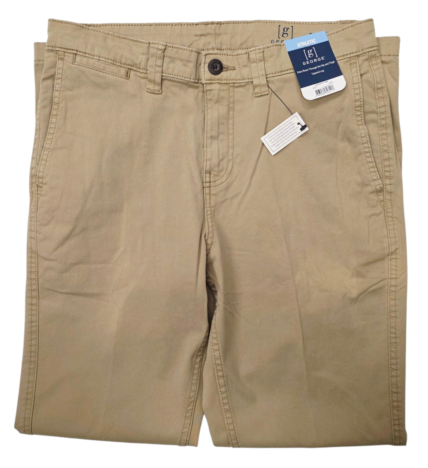 George #11897 NEW Men’s Beige Athletic Fit Stretch Tapered Leg Chino Pants