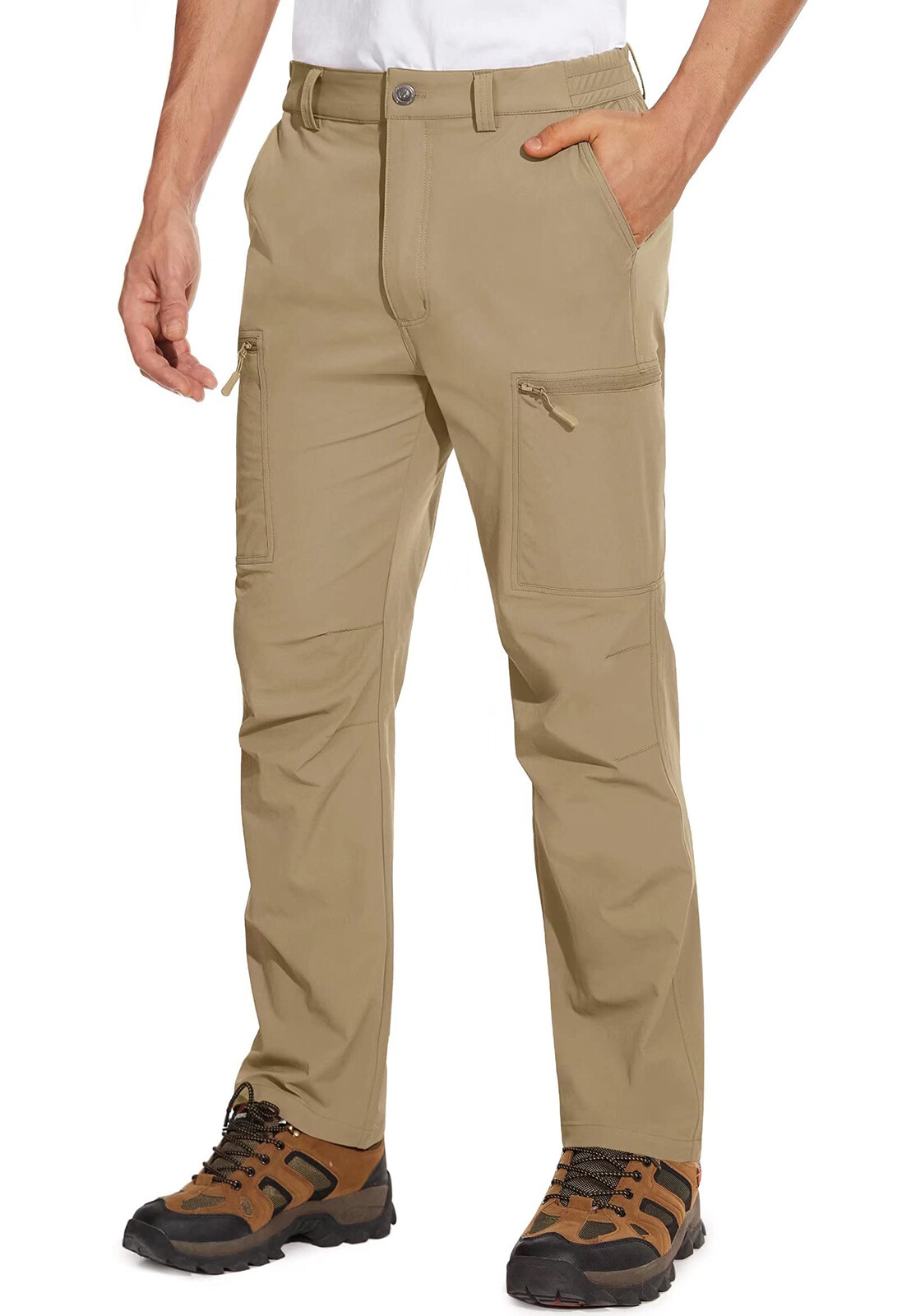 Mens Lightweight Hiking Pants Quick Dry Cargo Work Ripstop Water Resistant Pants
