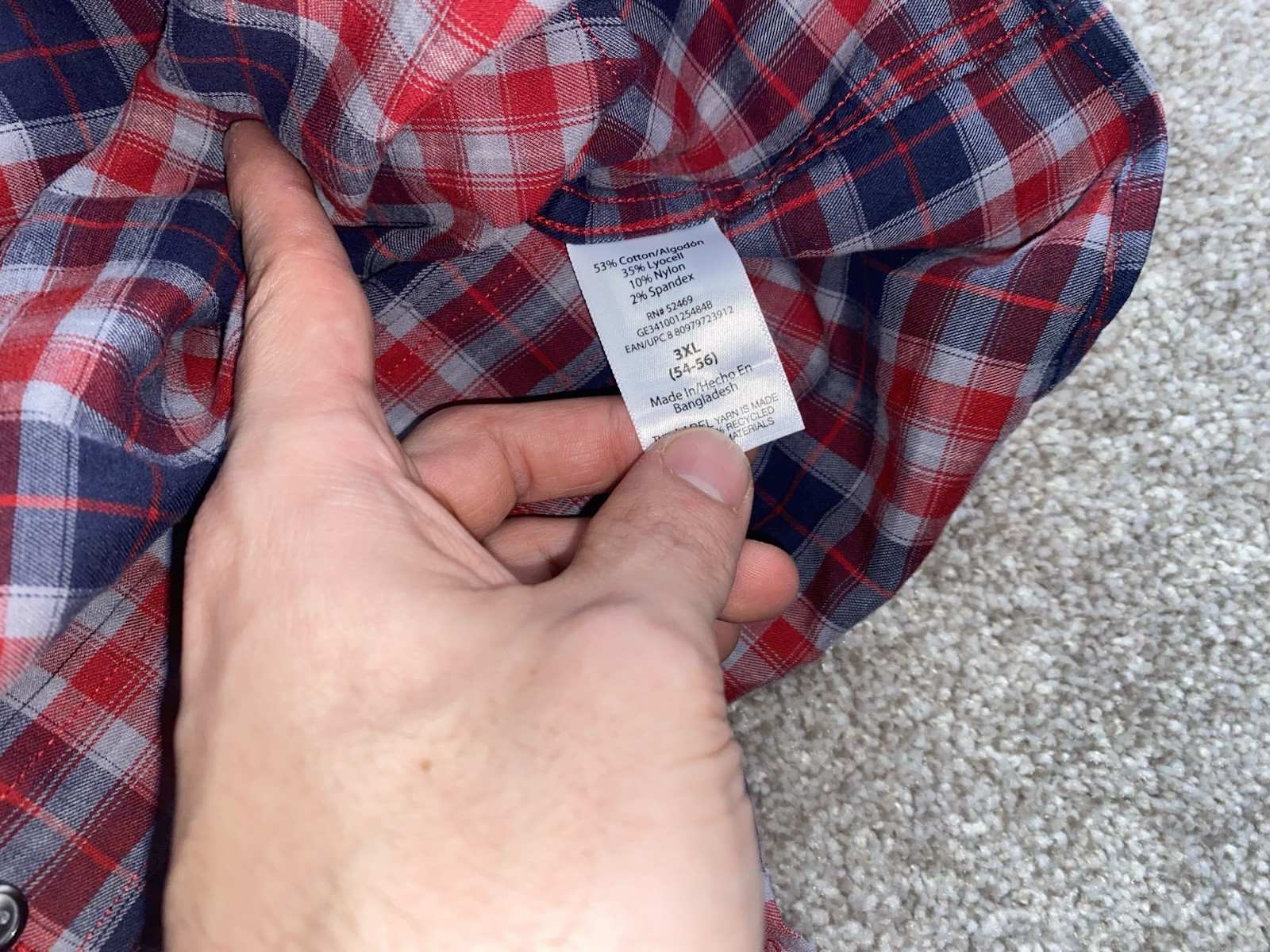 Tennessee Titans Plaid Shirt Button Down Mens 3XLT Nylon Stretch Blend Red/Blue