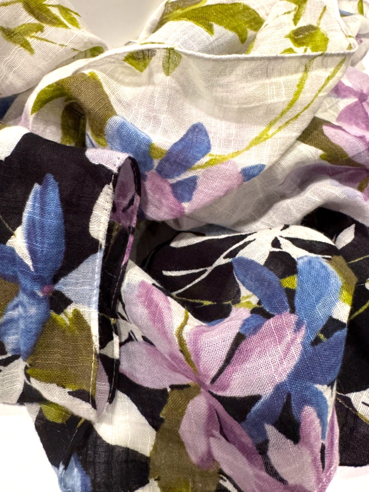 J.Jill Floral Black Green Blue Infinity Scarf 34 x 20 in