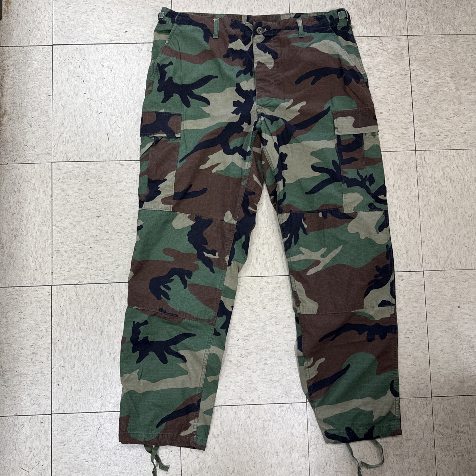 Vintage USGI BDU Pants Large Reg Woodland Camo Combat Cargo Trousers 90s (M831)