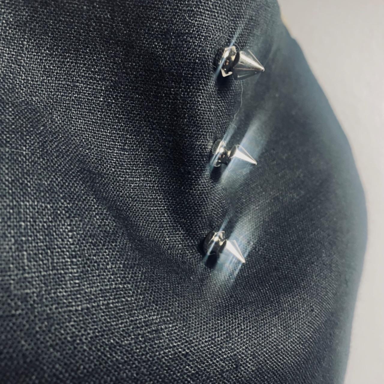 Black organic linen apron top! Cropped top with high quality metal spikes S