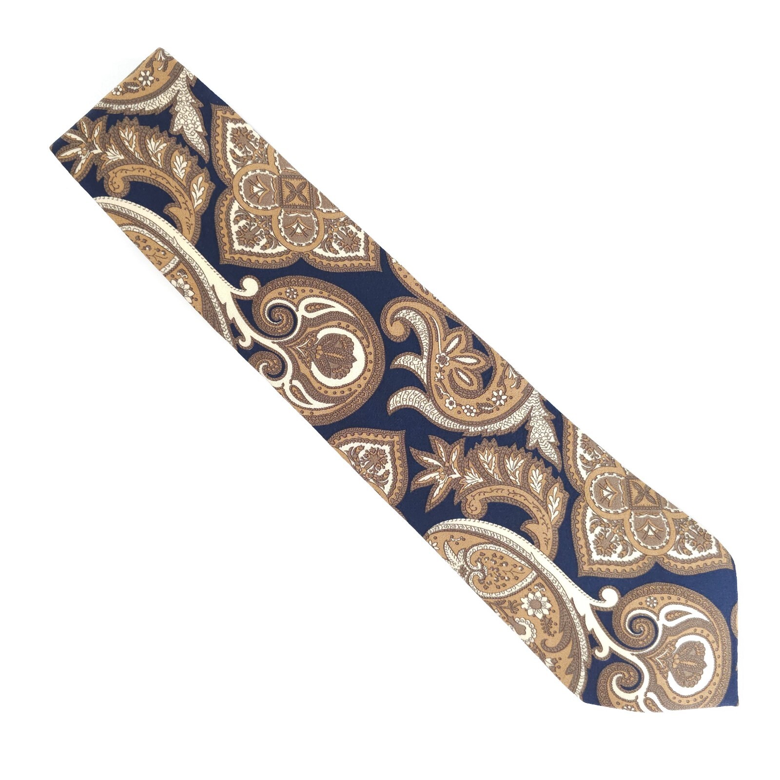 bill blass Men Necktie All Silk Geometric Color Beige Blue Size 58×4 – NWOT